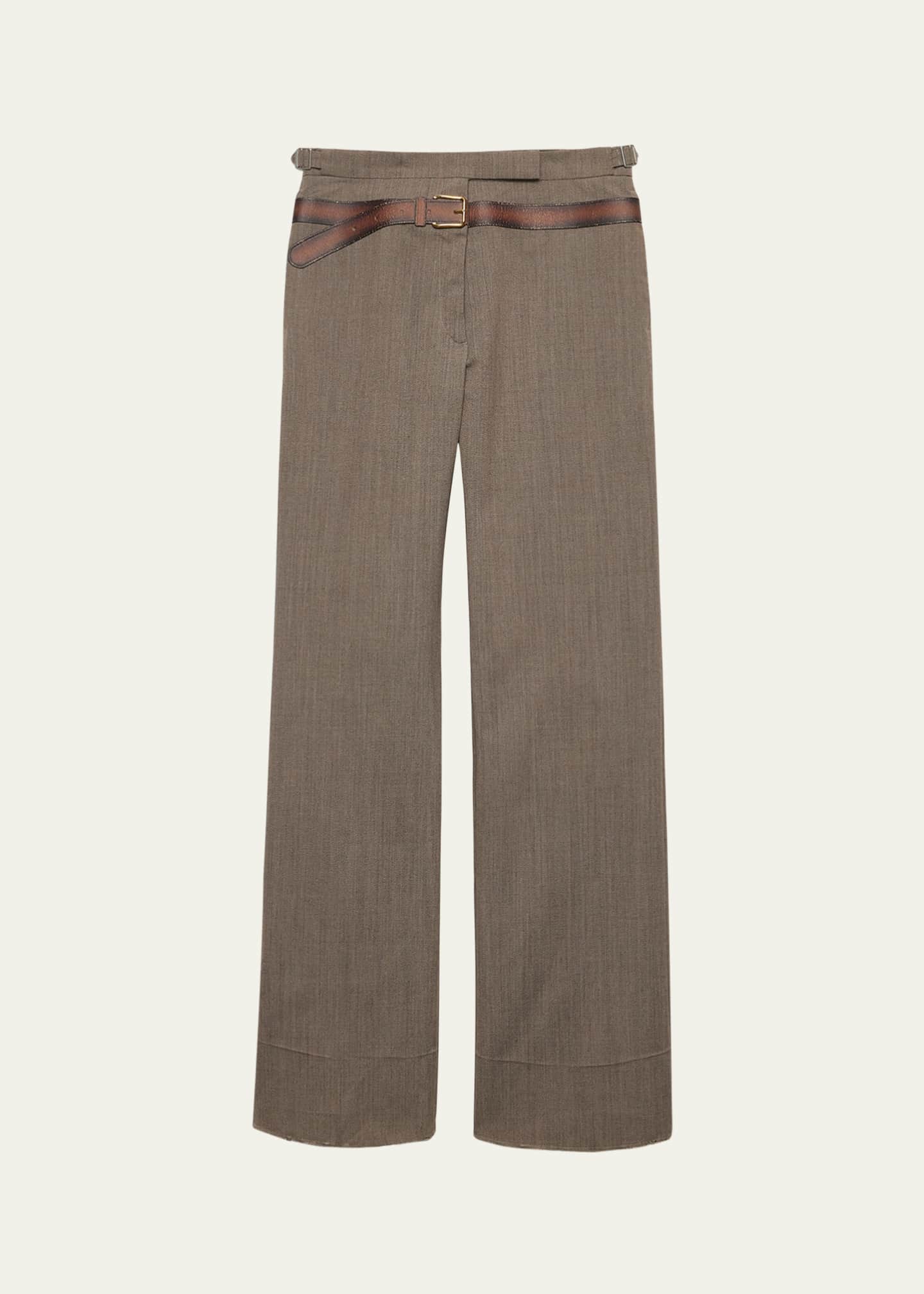 Prada Inset Belt Wool Pants Image 1 of 4