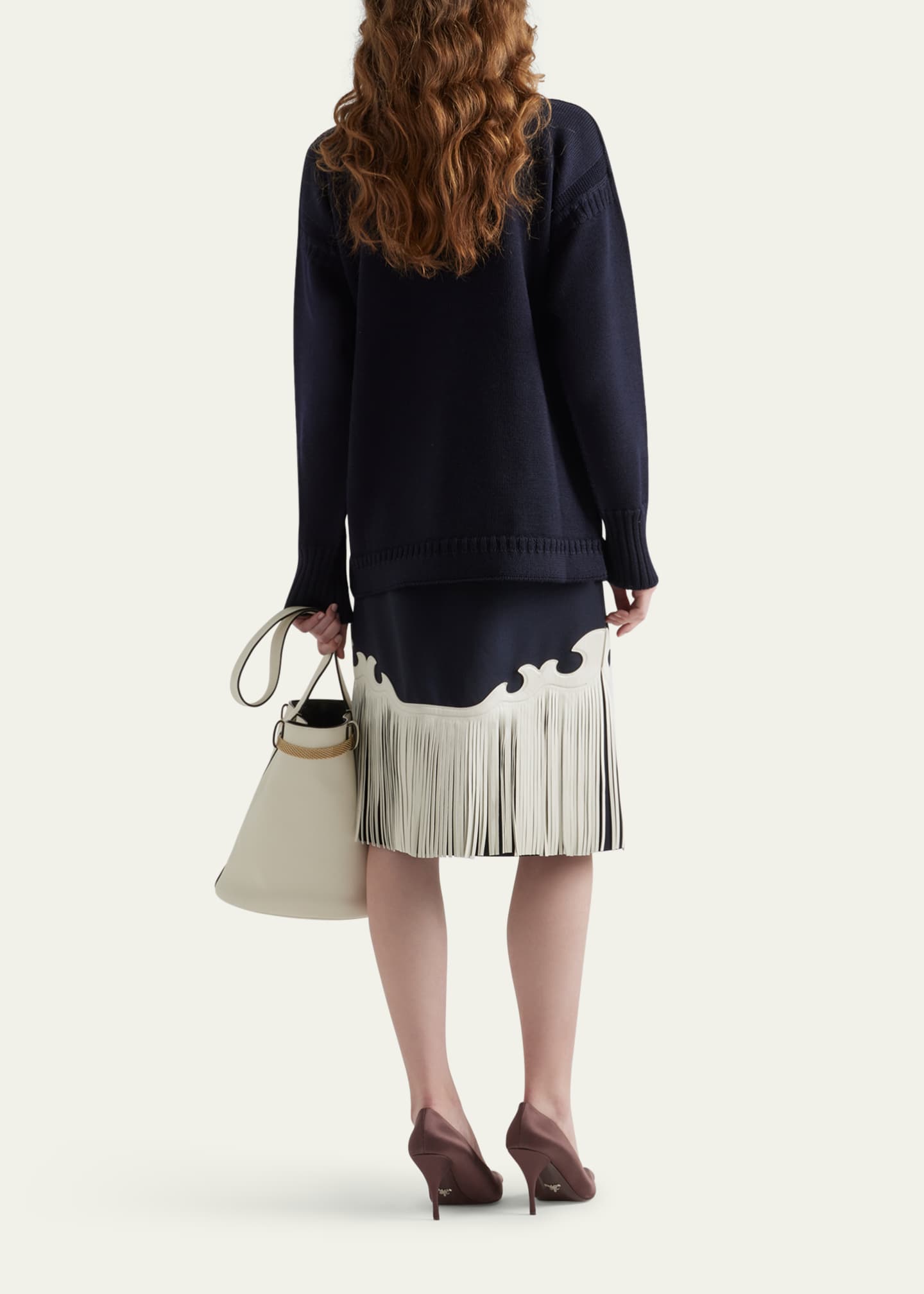 Prada Striped Raw Cut Oversized Wool Sweater Image 3 of 4
