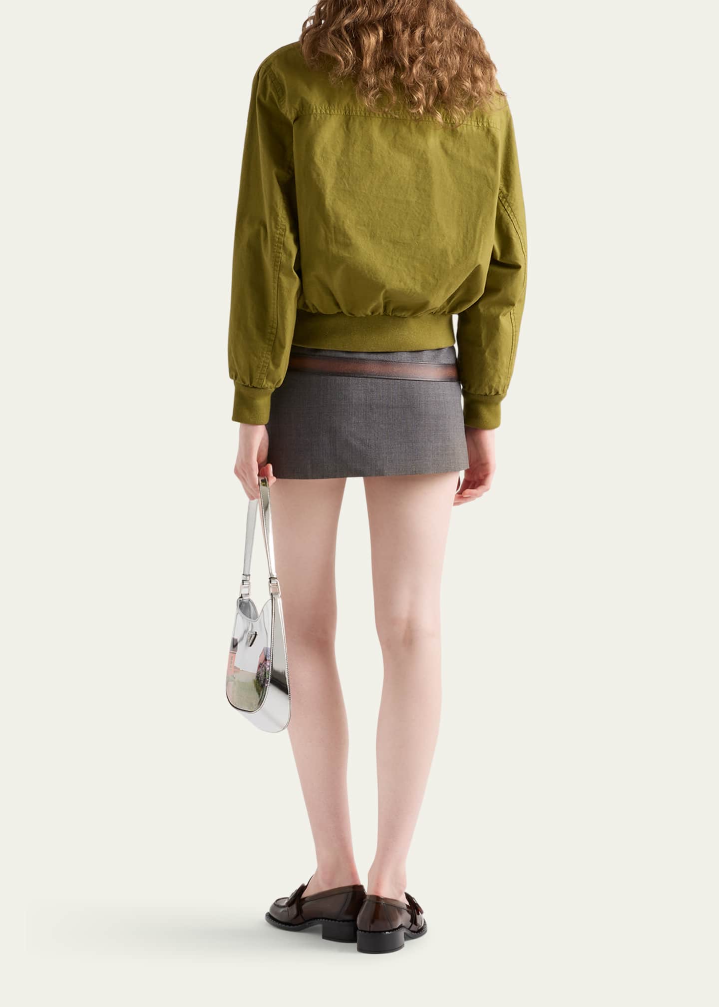 Prada Inset Belt Mini Wool Skirt Image 3 of 4