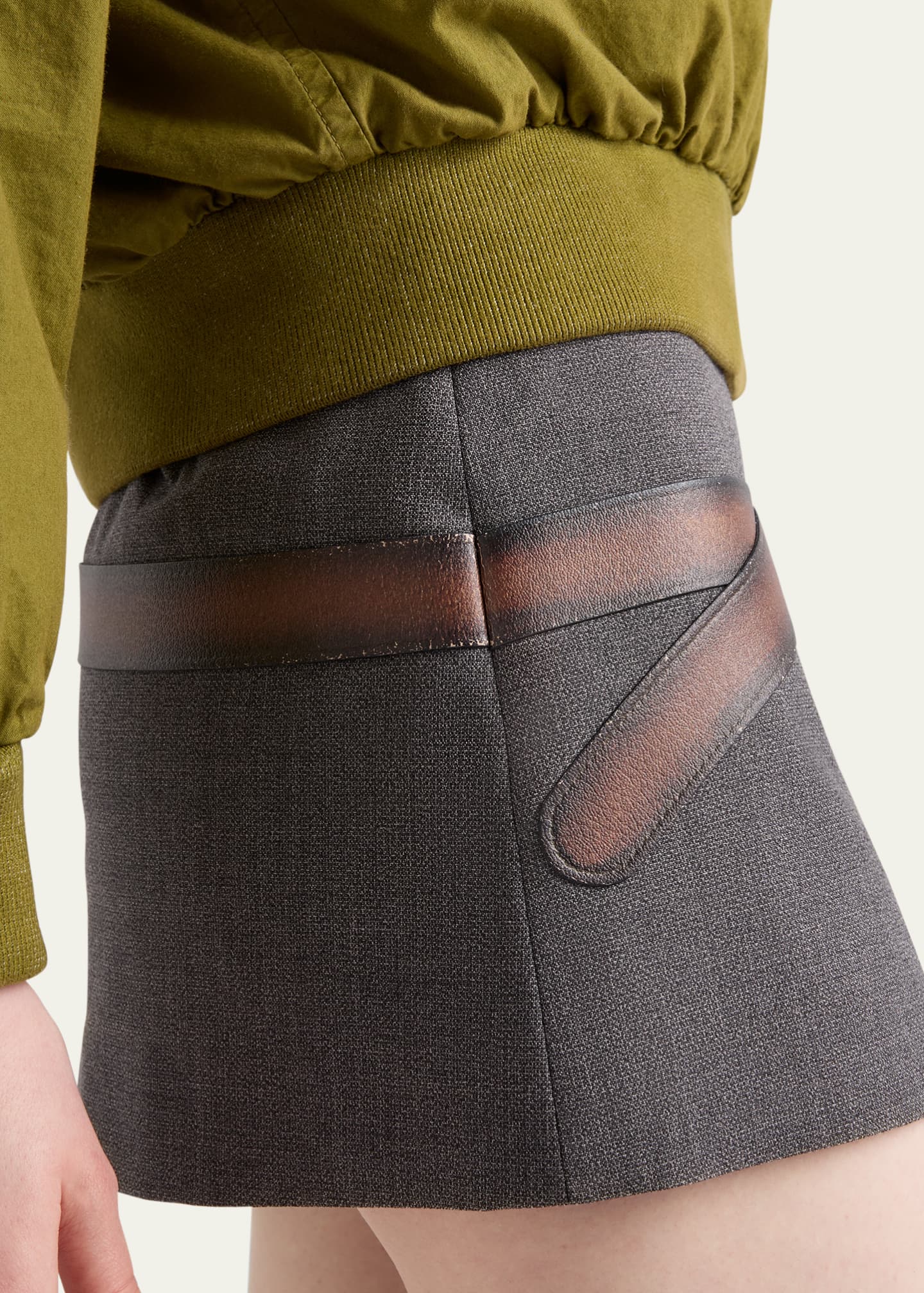 Prada Inset Belt Mini Wool Skirt Image 4 of 4
