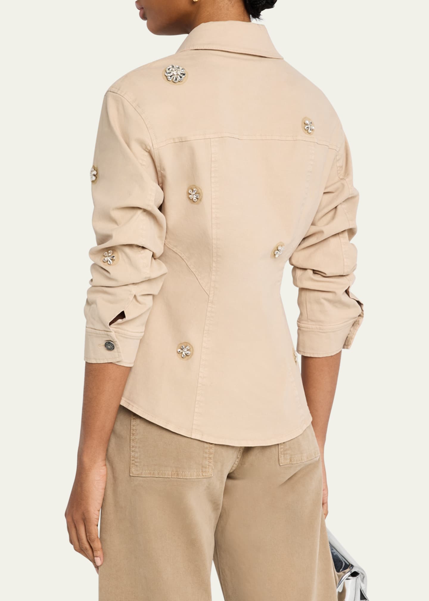 Cinq a Sept Canyon Embellished Scrunched Denim Jacket Image 3 of 5