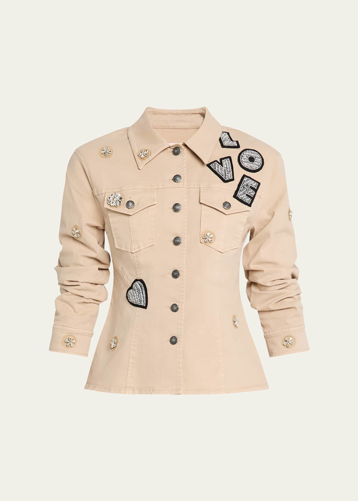 Cinq a Sept Canyon Embellished Scrunched Denim Jacket Image 1 of 5