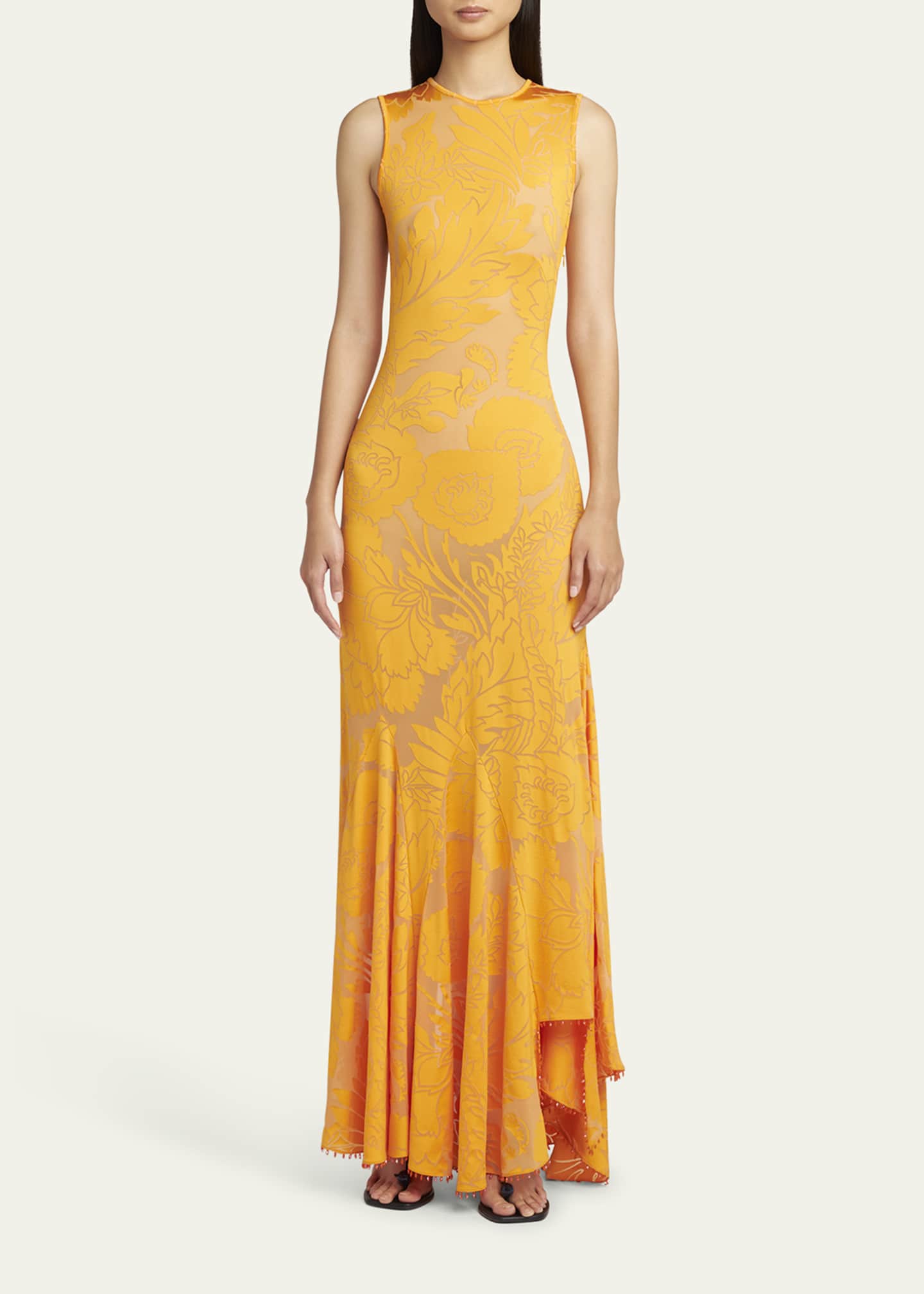 Etro Floral Burnout Backless Stretch Jersey Dress Image 2 of 5