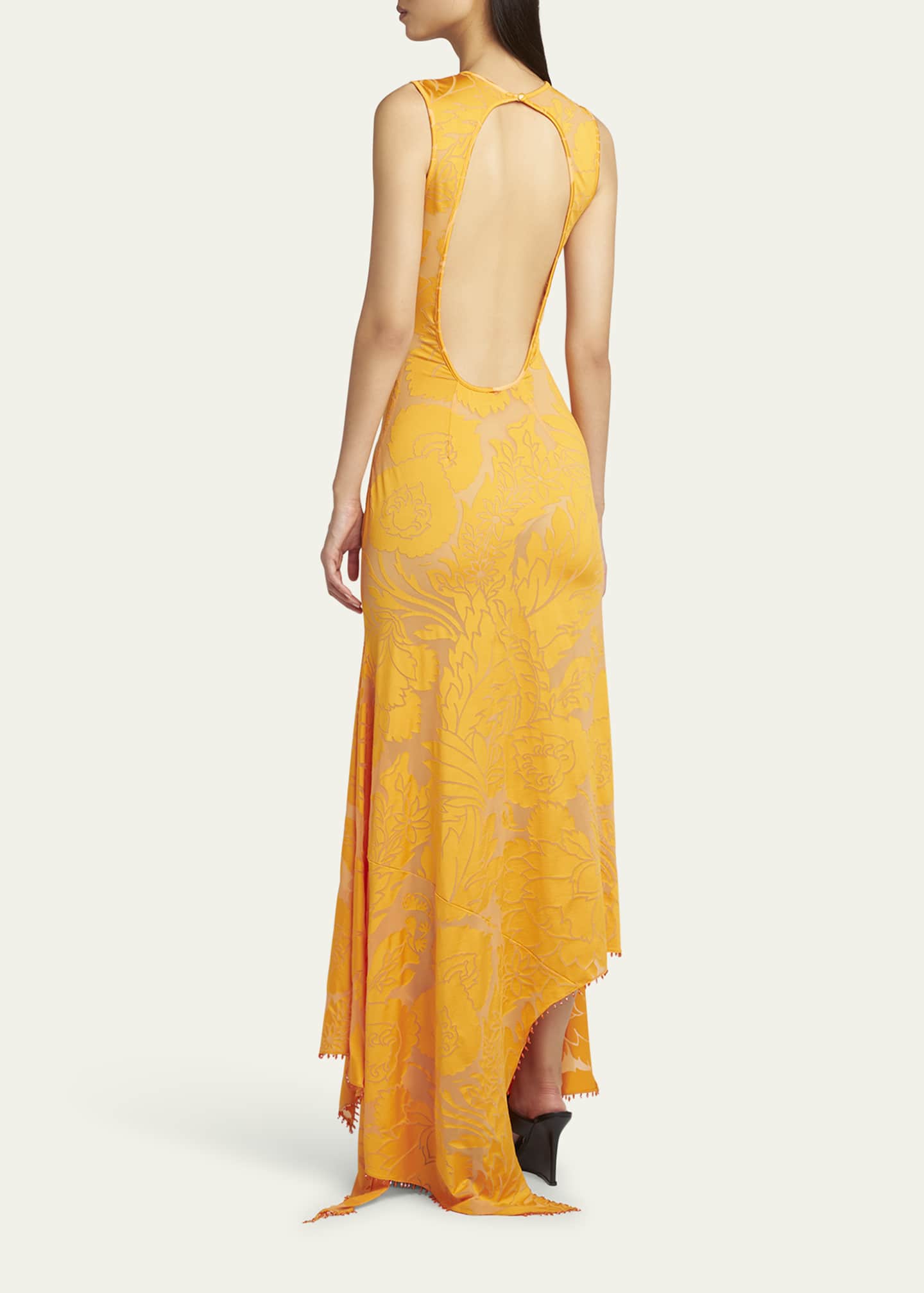 Etro Floral Burnout Backless Stretch Jersey Dress Image 3 of 5