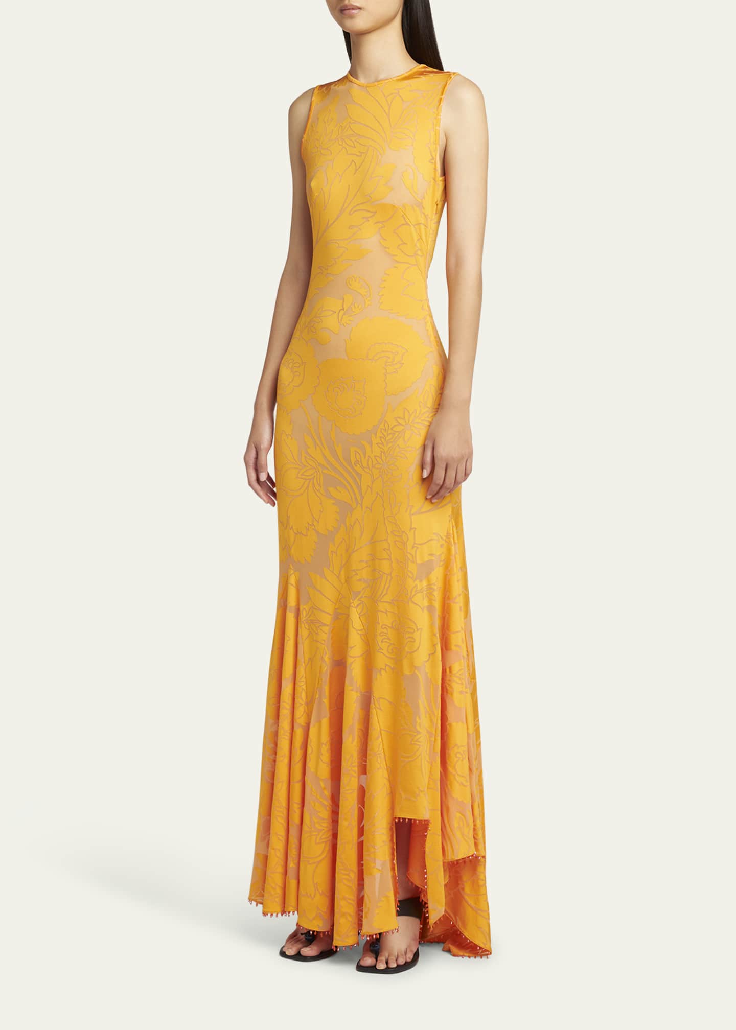 Etro Floral Burnout Backless Stretch Jersey Dress Image 4 of 5