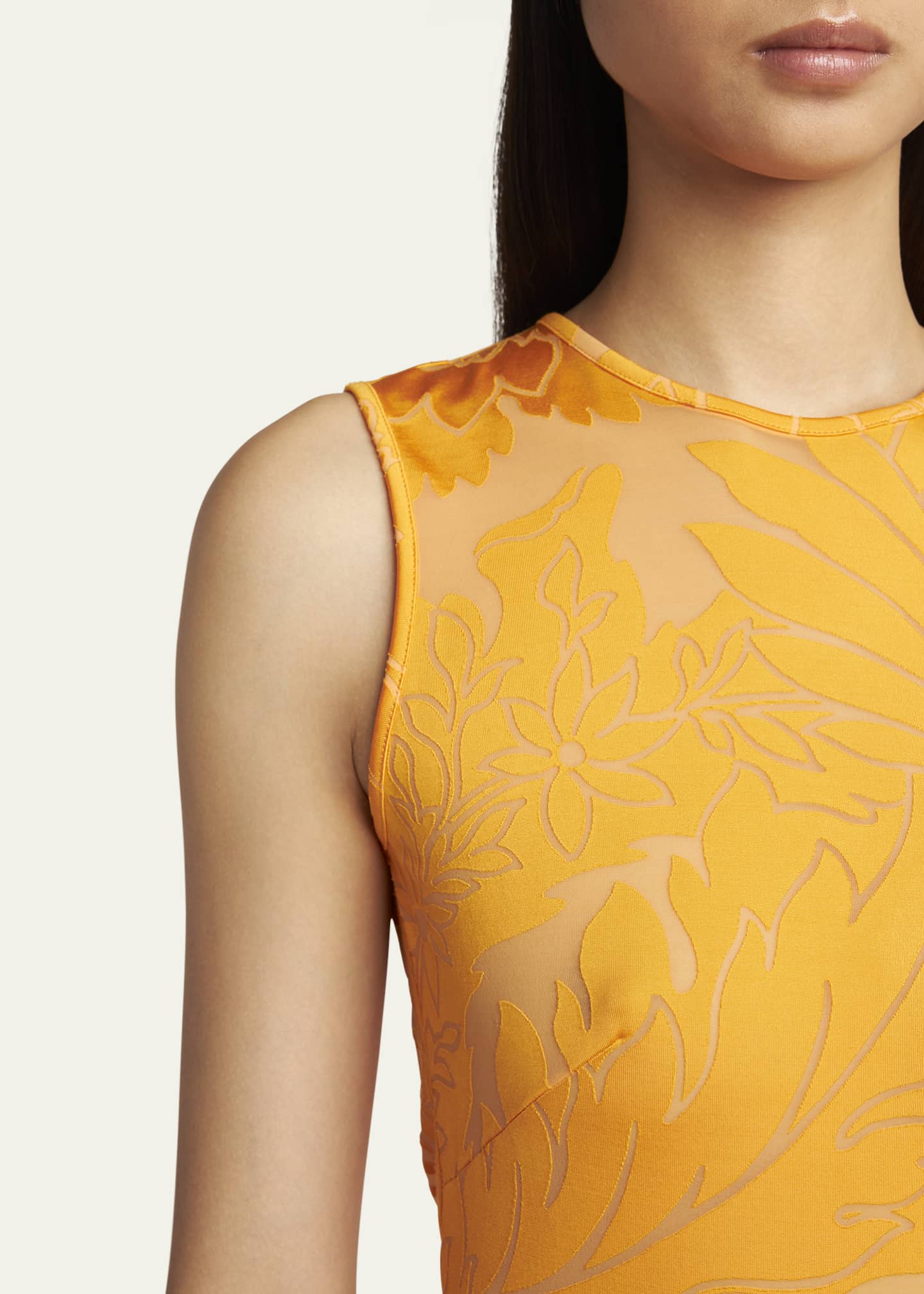 Etro Floral Burnout Backless Stretch Jersey Dress Image 5 of 5