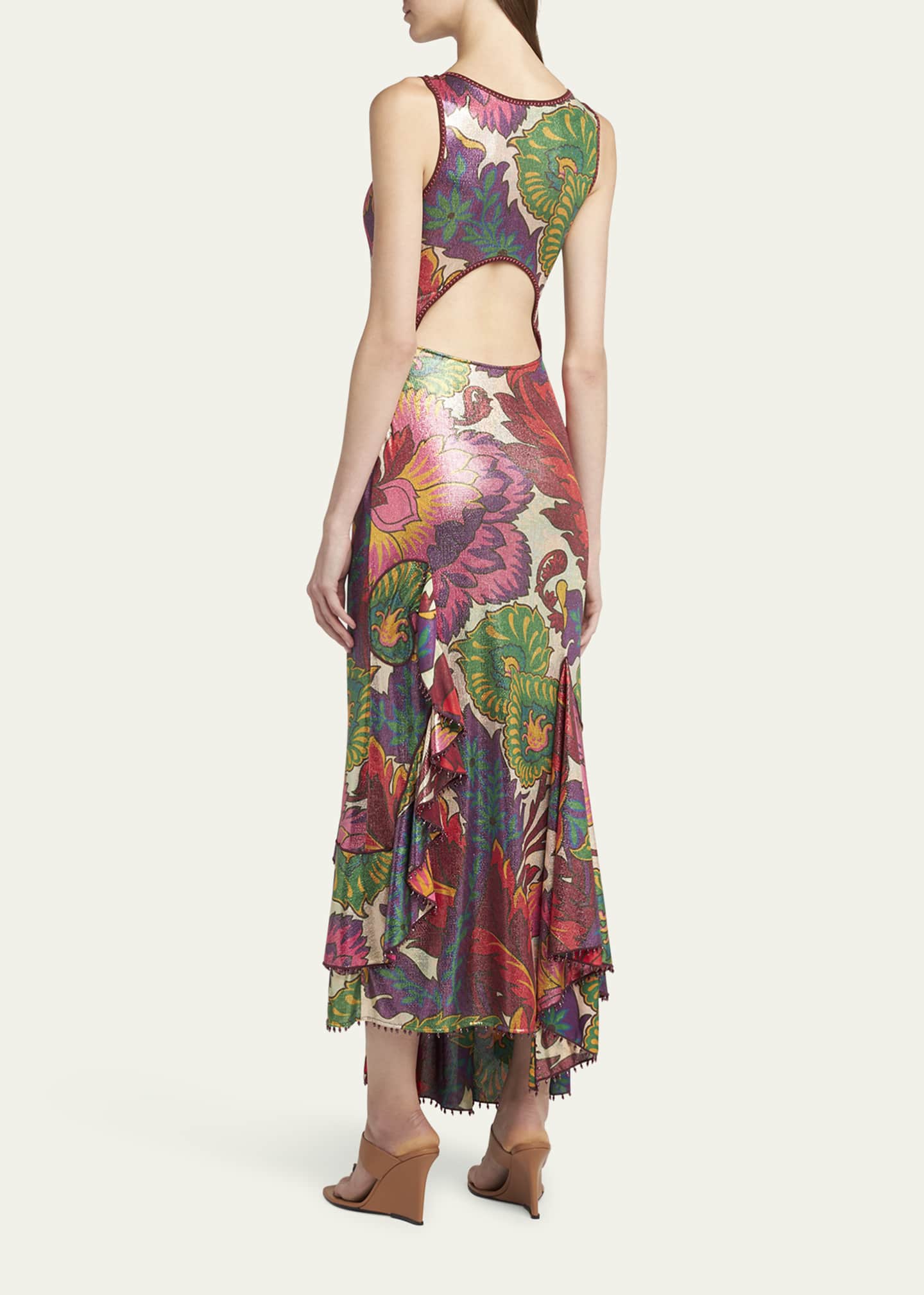 Etro Metallic Printed Sleeveless Maxi Dress Image 3 of 5