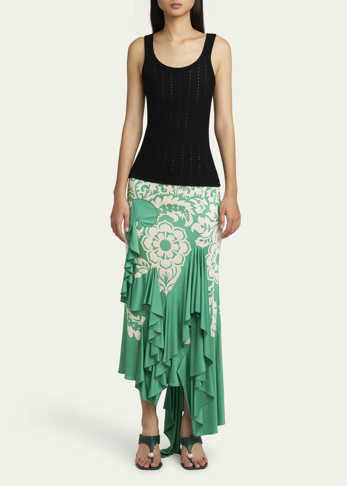 Etro Printed Draped Ruffle Maxi Skirt Image 2 of 5