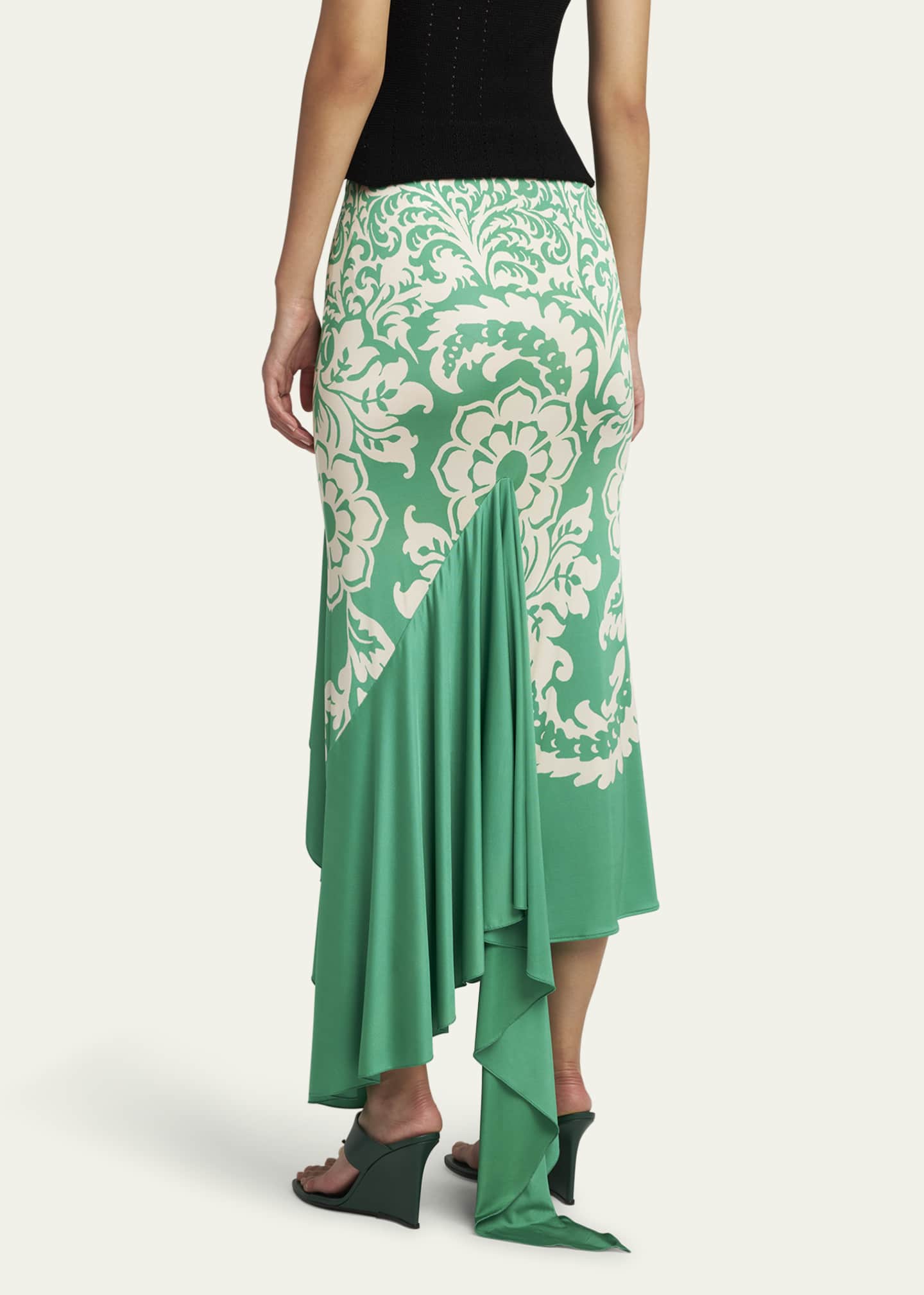 Etro Printed Draped Ruffle Maxi Skirt Image 3 of 5