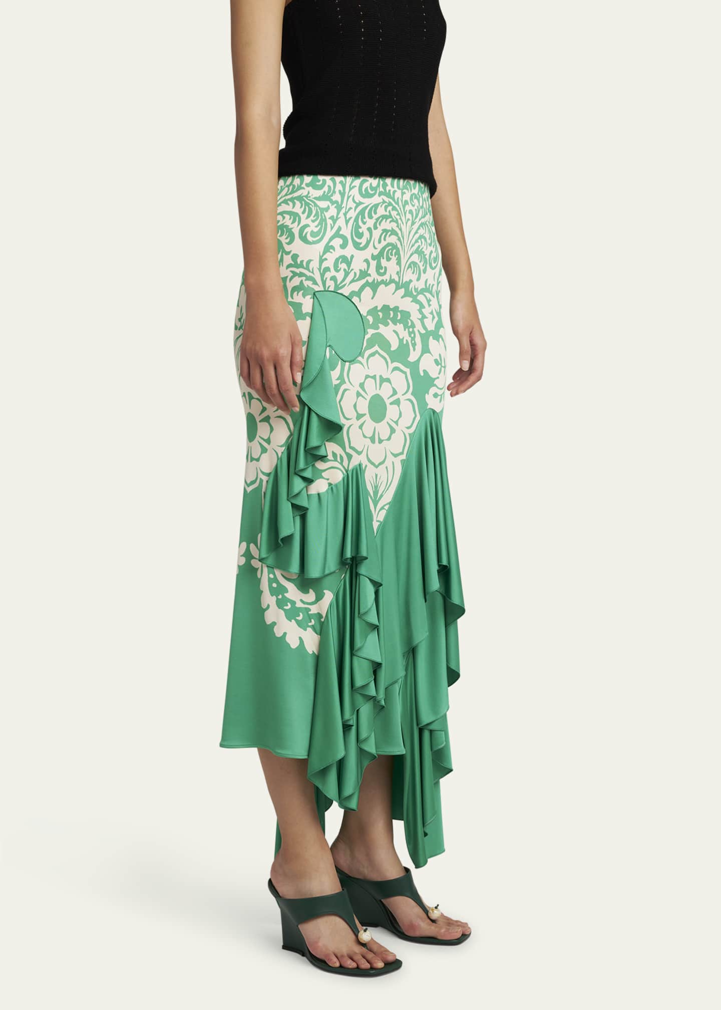 Etro Printed Draped Ruffle Maxi Skirt Image 4 of 5