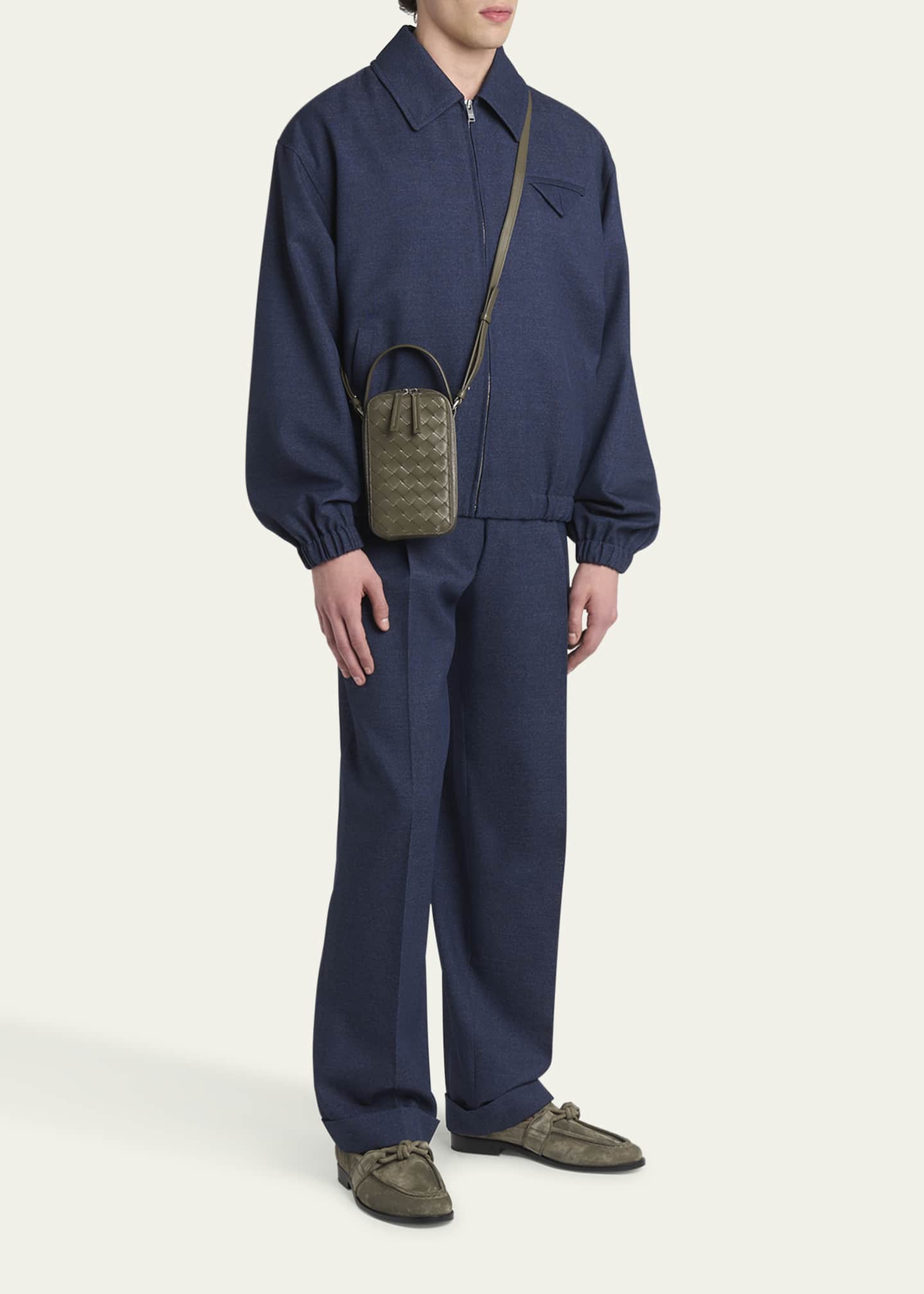 Bottega Veneta Men's Getaway Leather Crossbody Phone Pouch