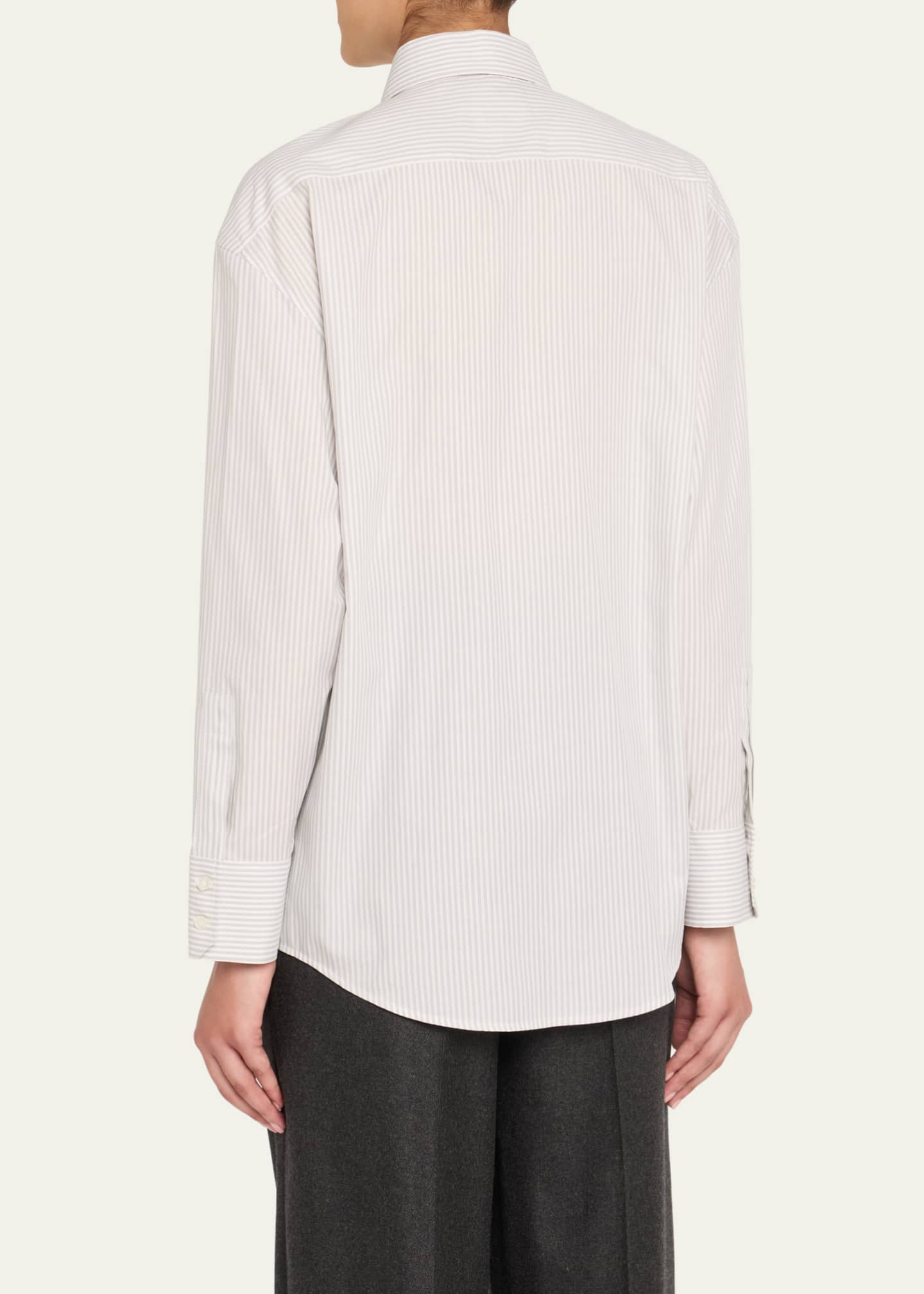 Saint Laurent Long-Sleeve Collared Button-Down Blouse Image 3 of 5