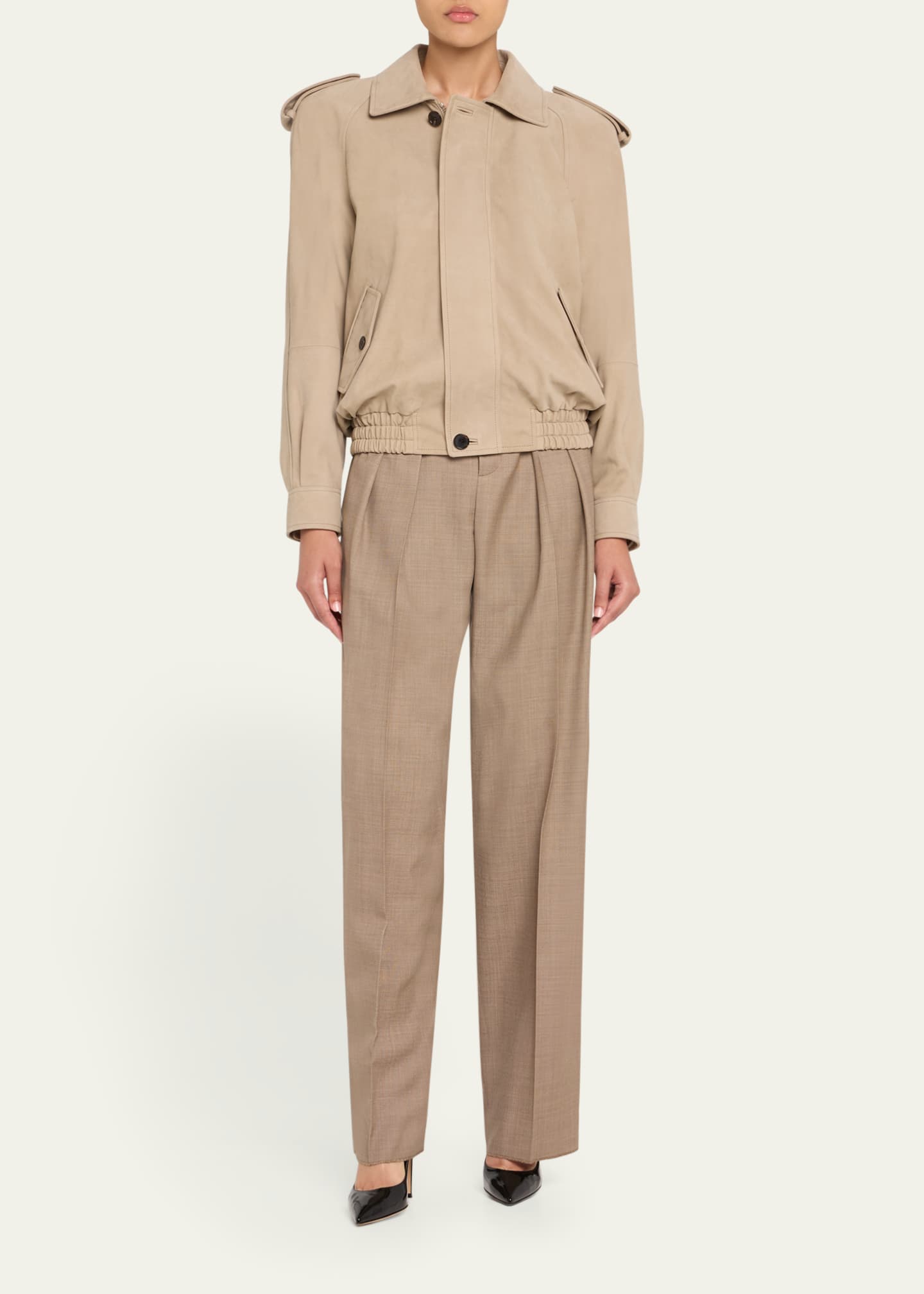 Saint Laurent Oversized Suede Moto Jacket Image 2 of 5