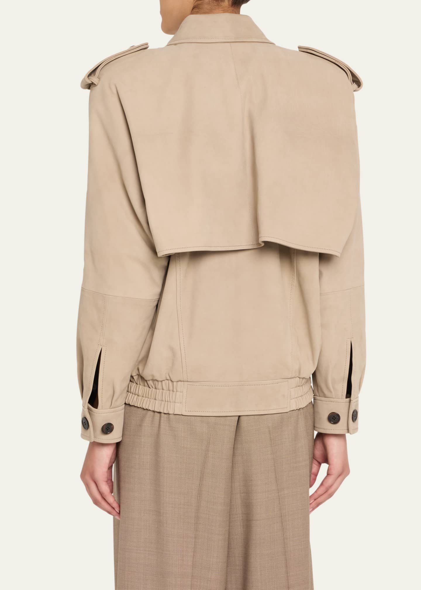 Saint Laurent Oversized Suede Moto Jacket Image 3 of 5