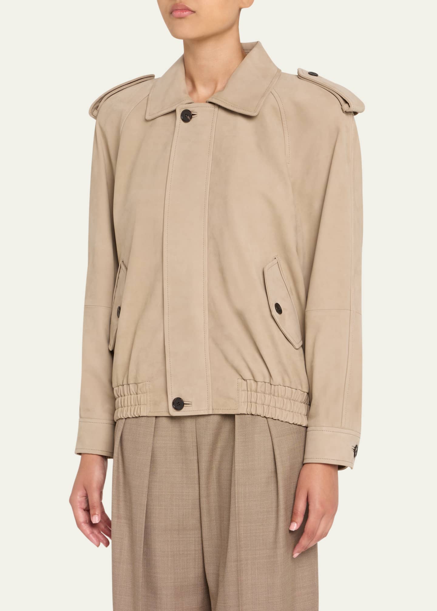 Saint Laurent Oversized Suede Moto Jacket Image 4 of 5