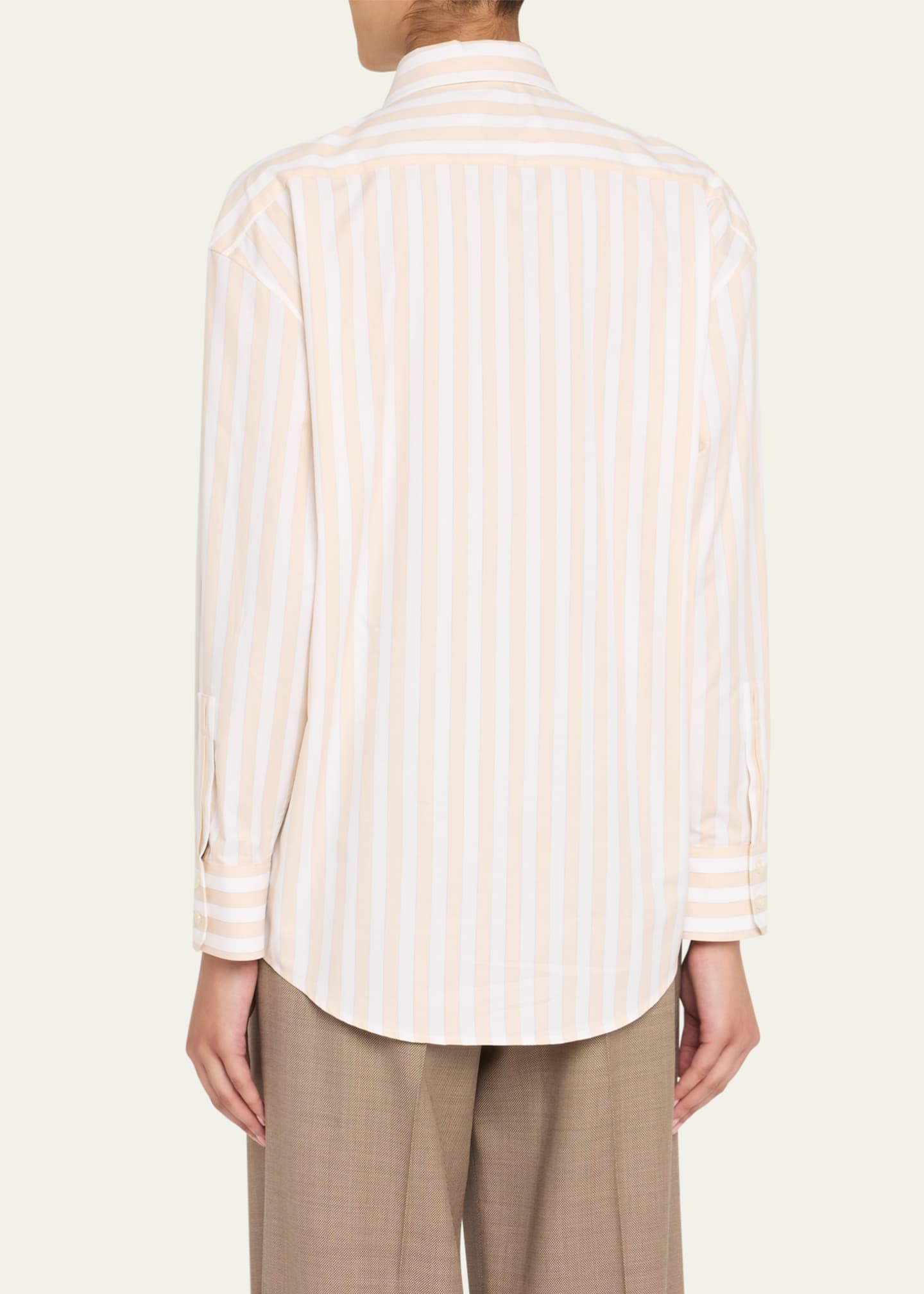 Saint Laurent Long-Sleeve Stripe Button-Down Blouse Image 3 of 5