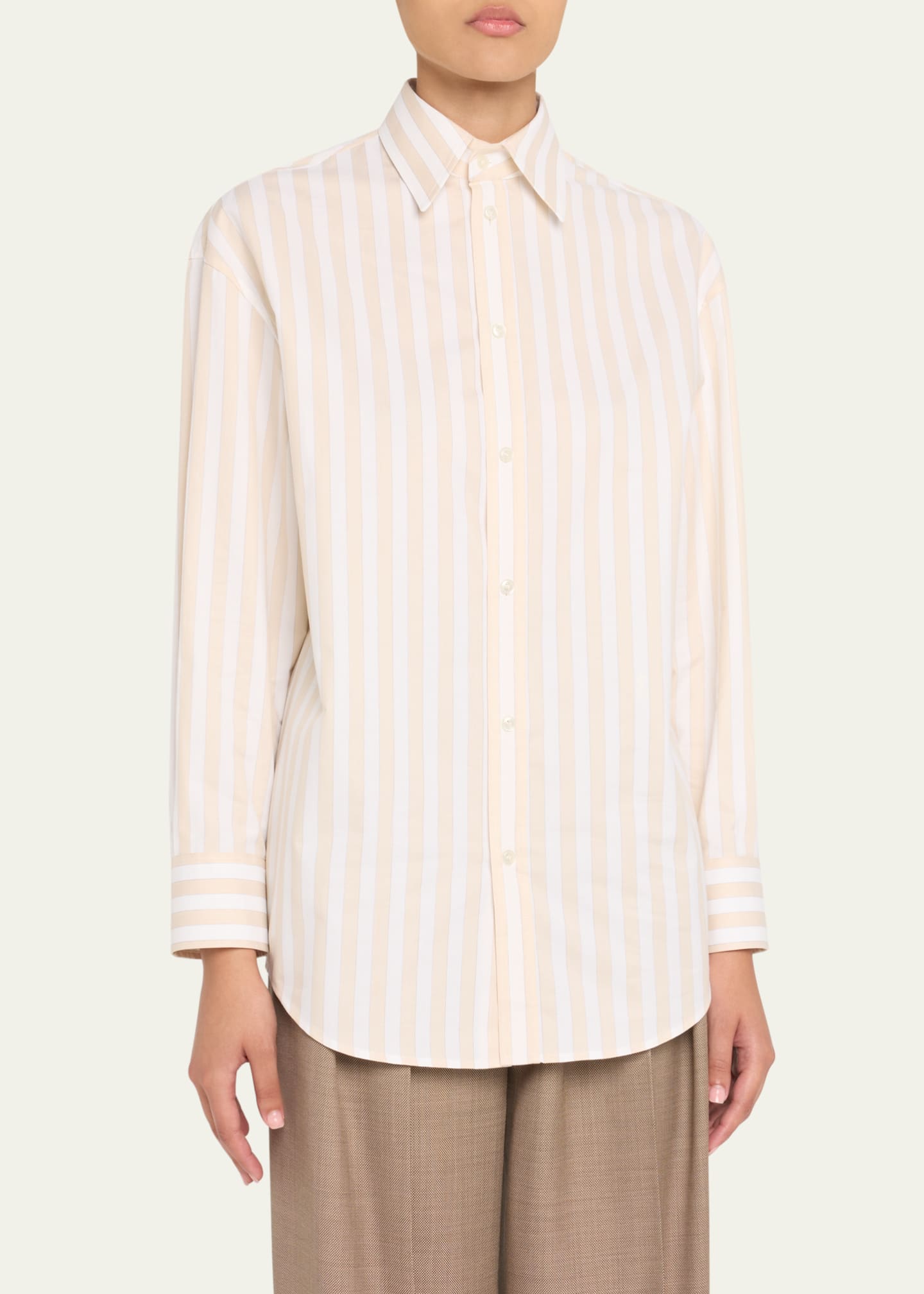 Saint Laurent Long-Sleeve Stripe Button-Down Blouse Image 4 of 5