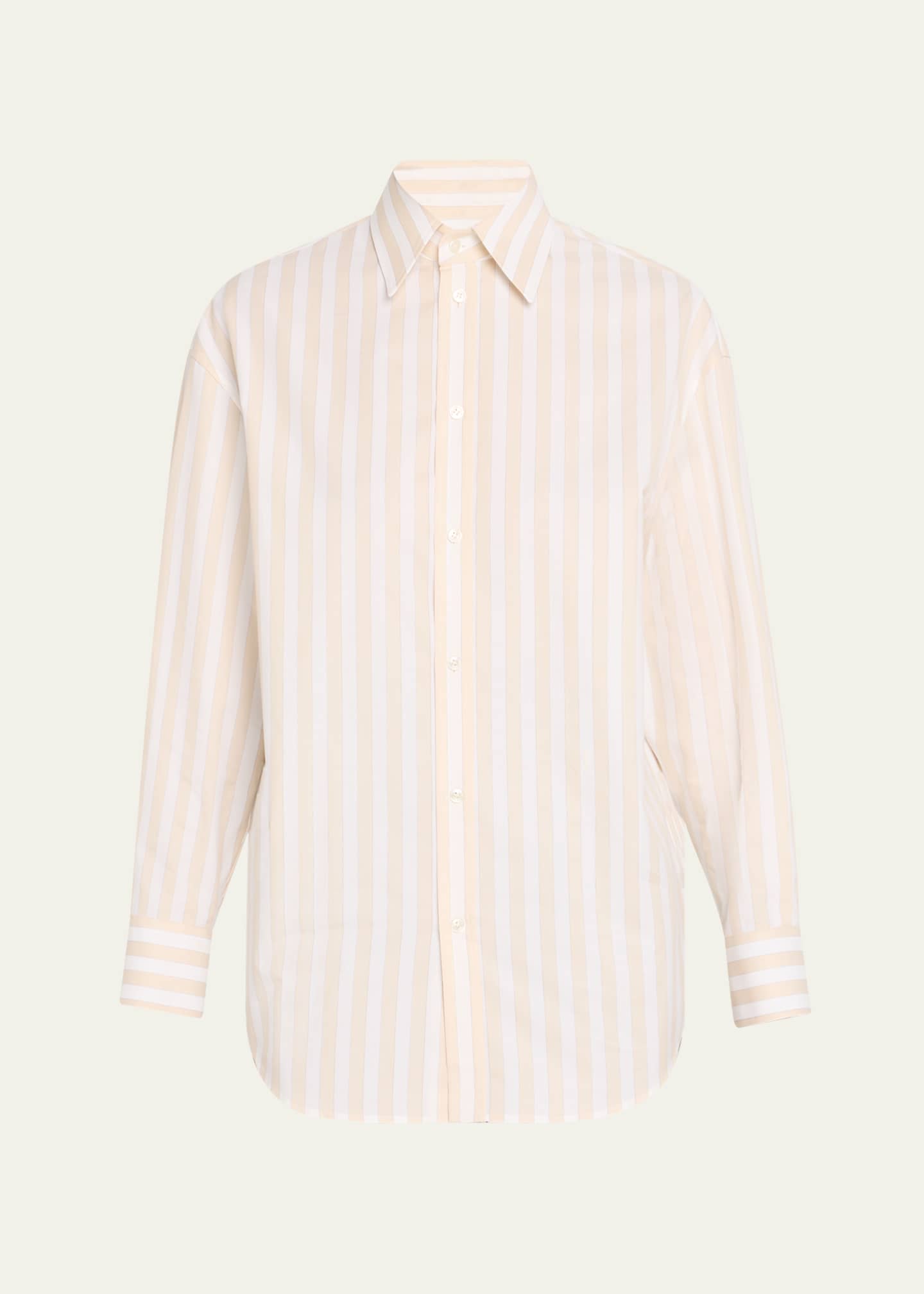 Saint Laurent Long-Sleeve Stripe Button-Down Blouse Image 1 of 5