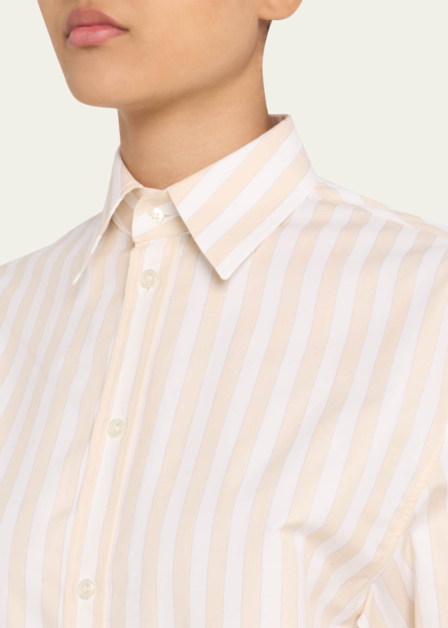 Saint Laurent Long-Sleeve Stripe Button-Down Blouse Image 5 of 5