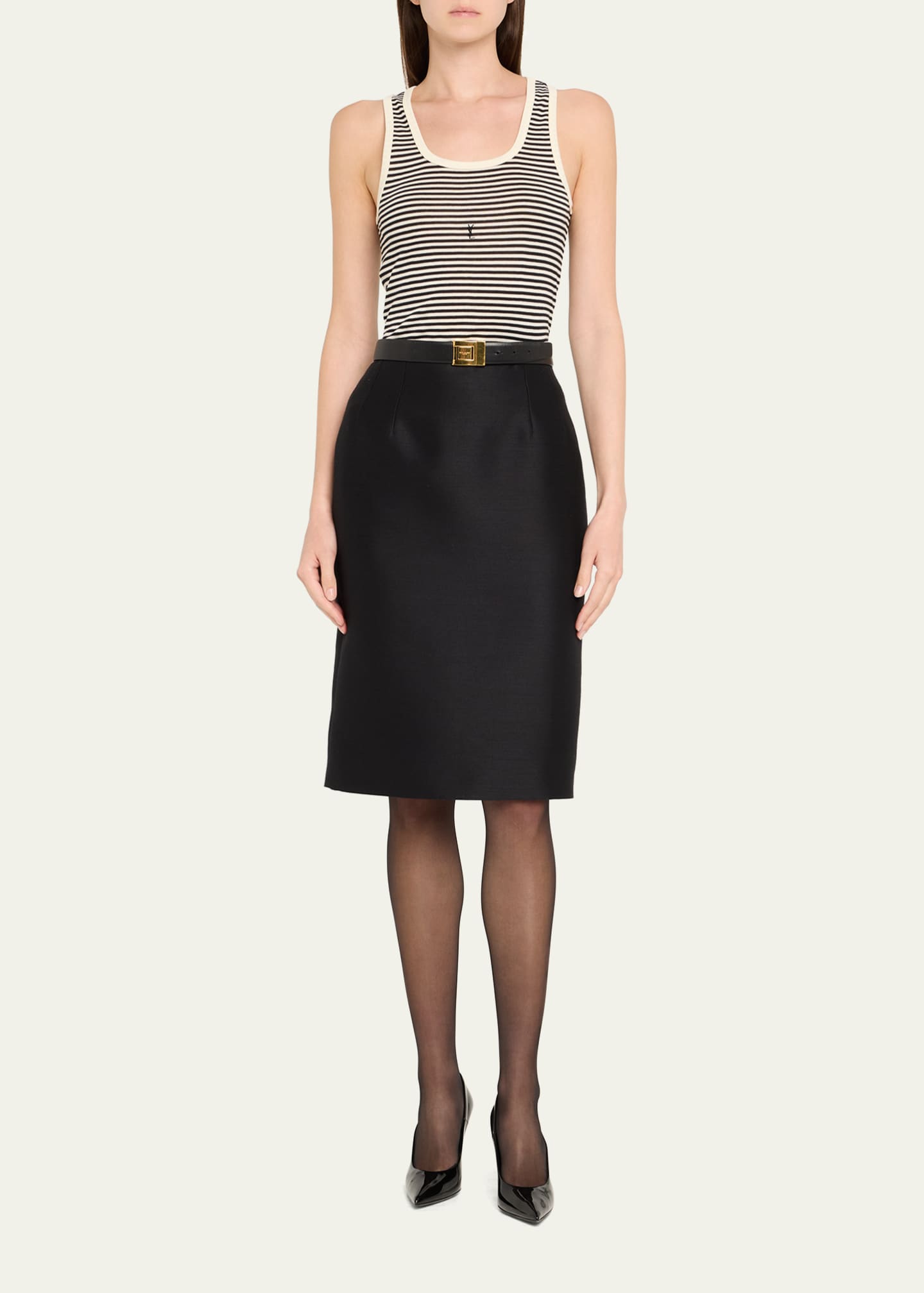 Saint Laurent YSL Logo Striped Tank Top Image 2 of 5