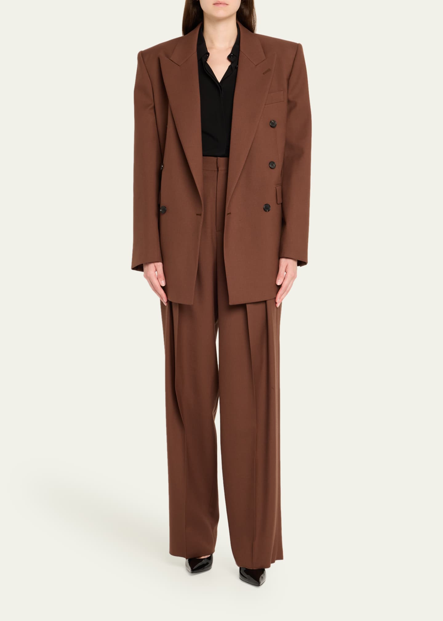 Saint Laurent Double-Pleated Straight-Leg Trousers Image 2 of 5