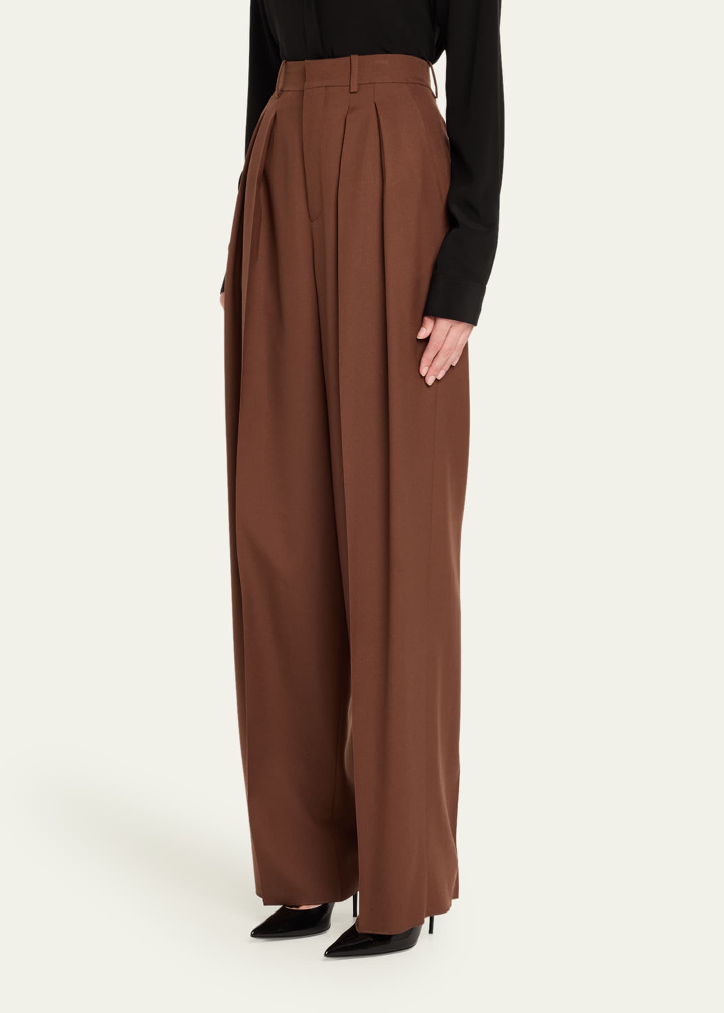 Saint Laurent Double-Pleated Straight-Leg Trousers Image 4 of 5