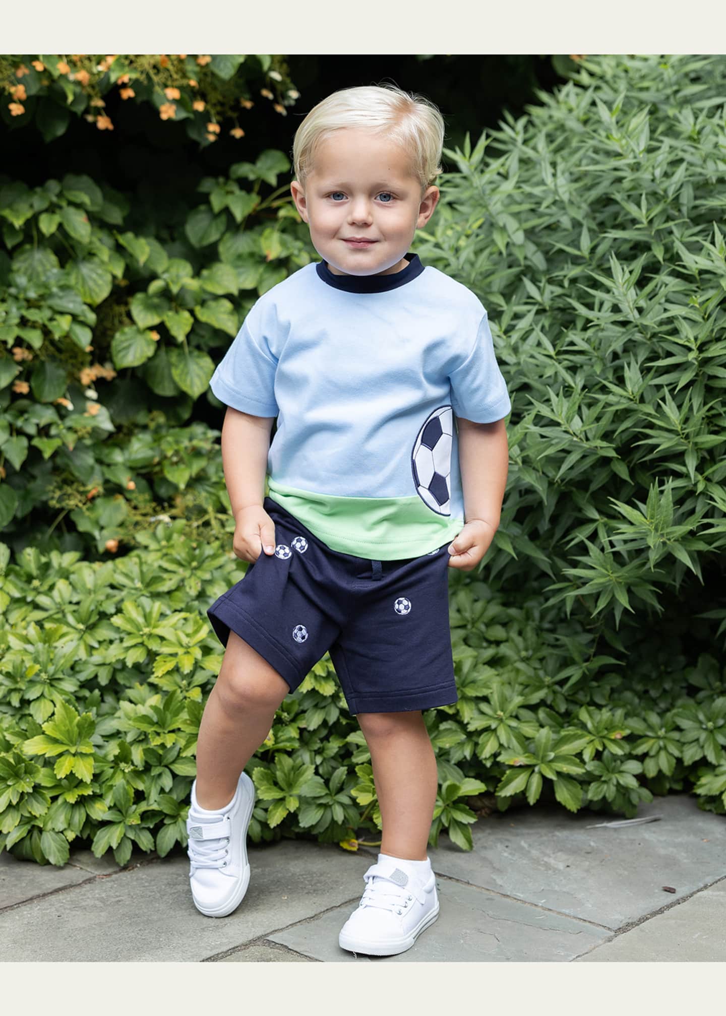 Florence Eiseman Boy's Soccer Ball Shirt & Shorts Set, Size 12M-4 Image 2 of 2