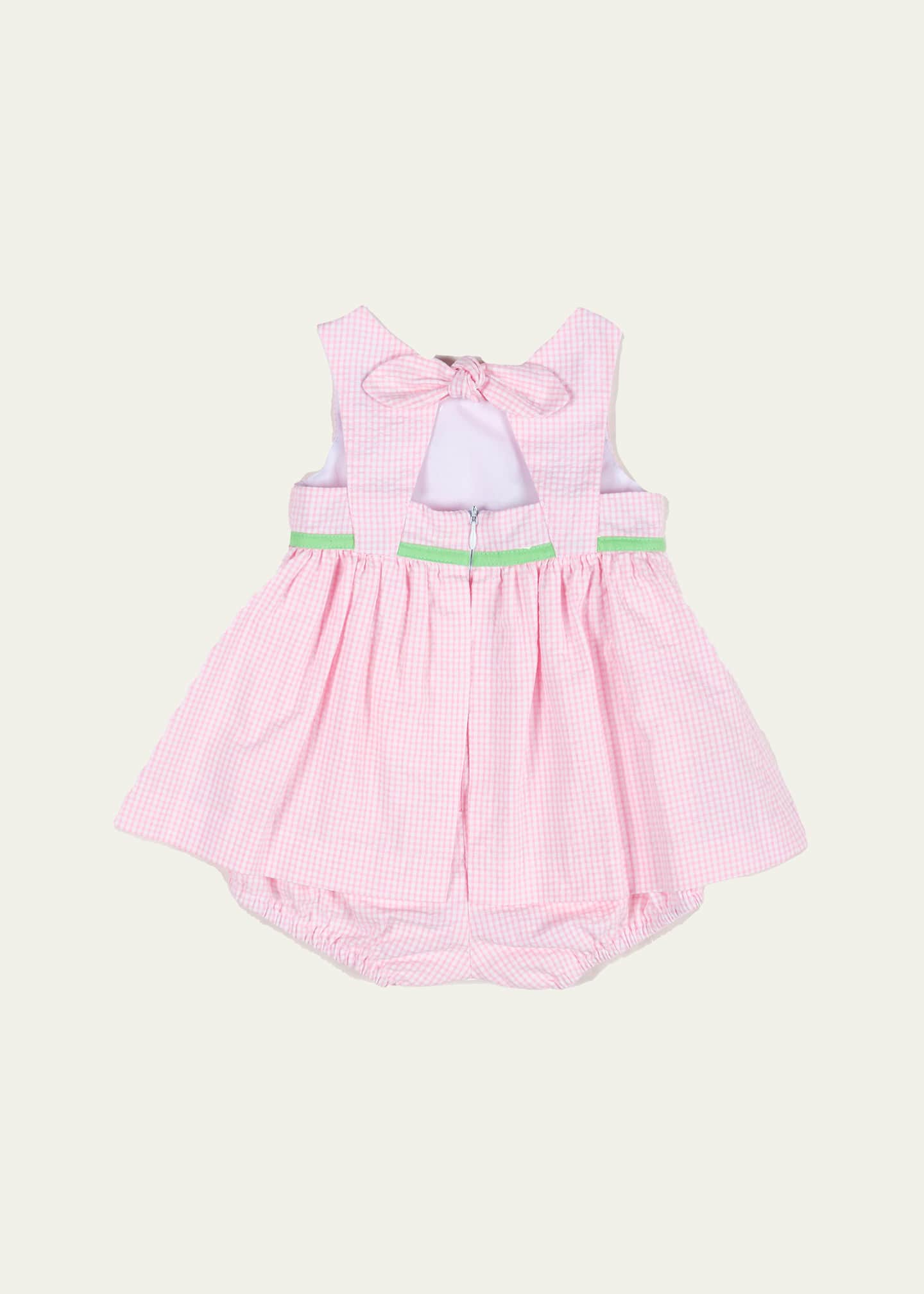 Florence Eiseman Girl's Seersucker Check-Print Dress W/ Bloomers, Size 6M-18M Image 2 of 2