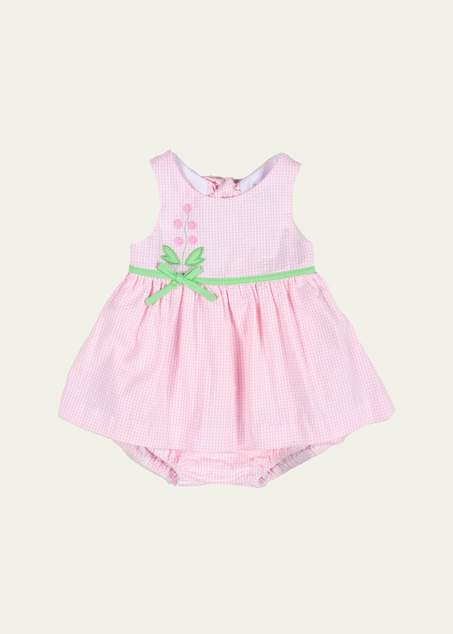 Florence Eiseman Girl's Seersucker Check-Print Dress W/ Bloomers, Size 6M-18M Image 1 of 2