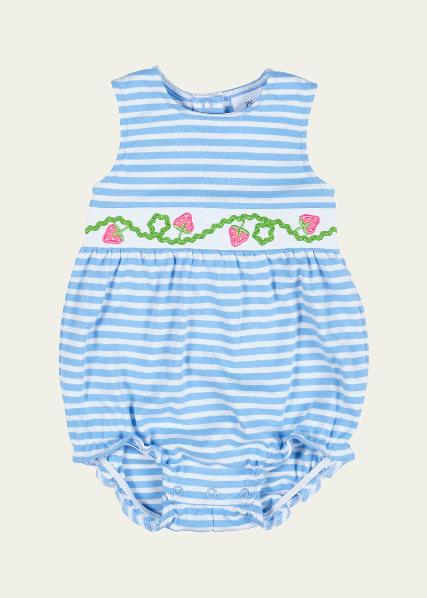 Florence Eiseman Striped Bubble Romper W/ Embroidered Strawberries, Size 3M-24M Image 1 of 2