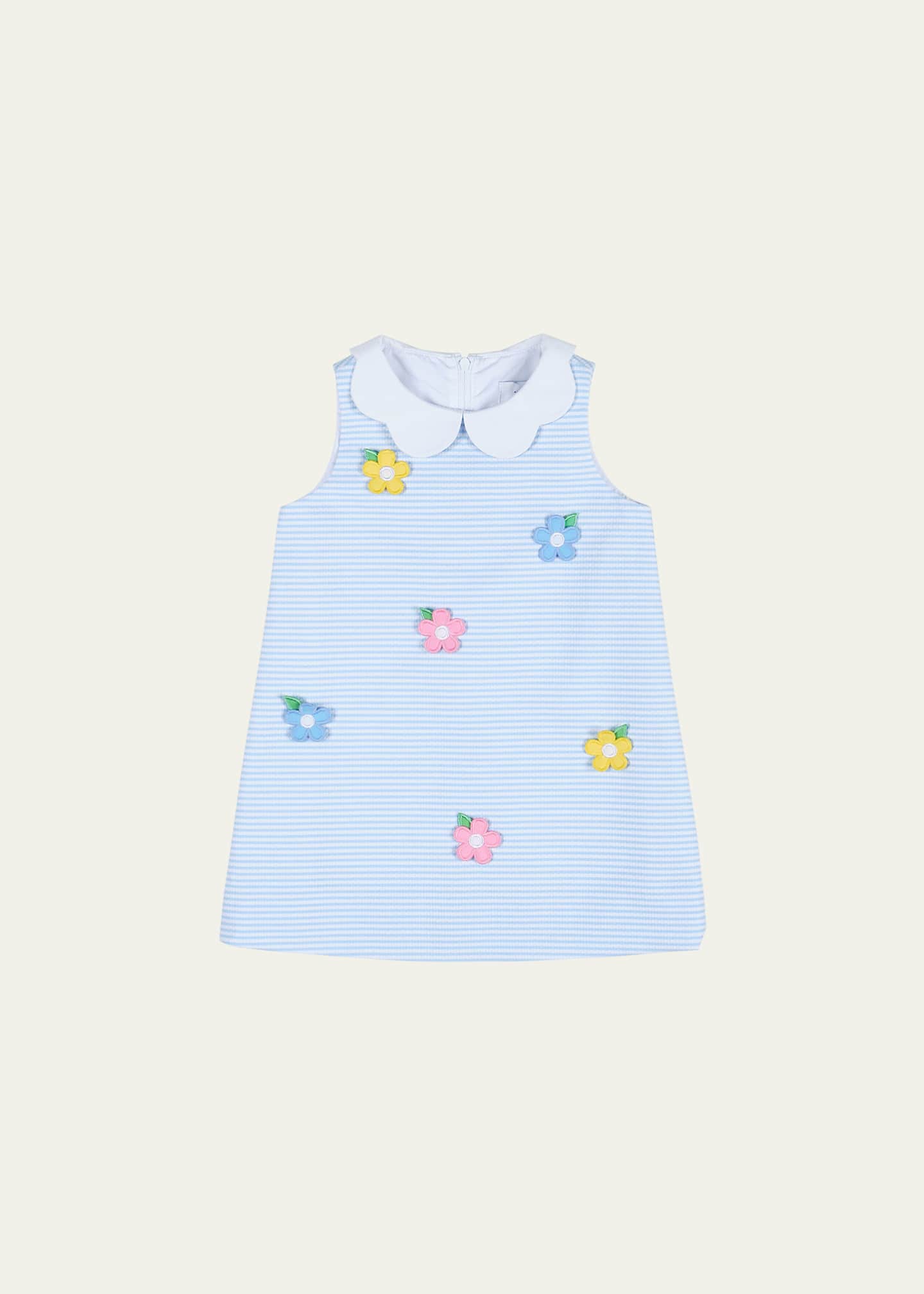 Florence Eiseman Girl's Striped Dress W/ Floral Appliques, Size 12M-18M Image 1 of 2
