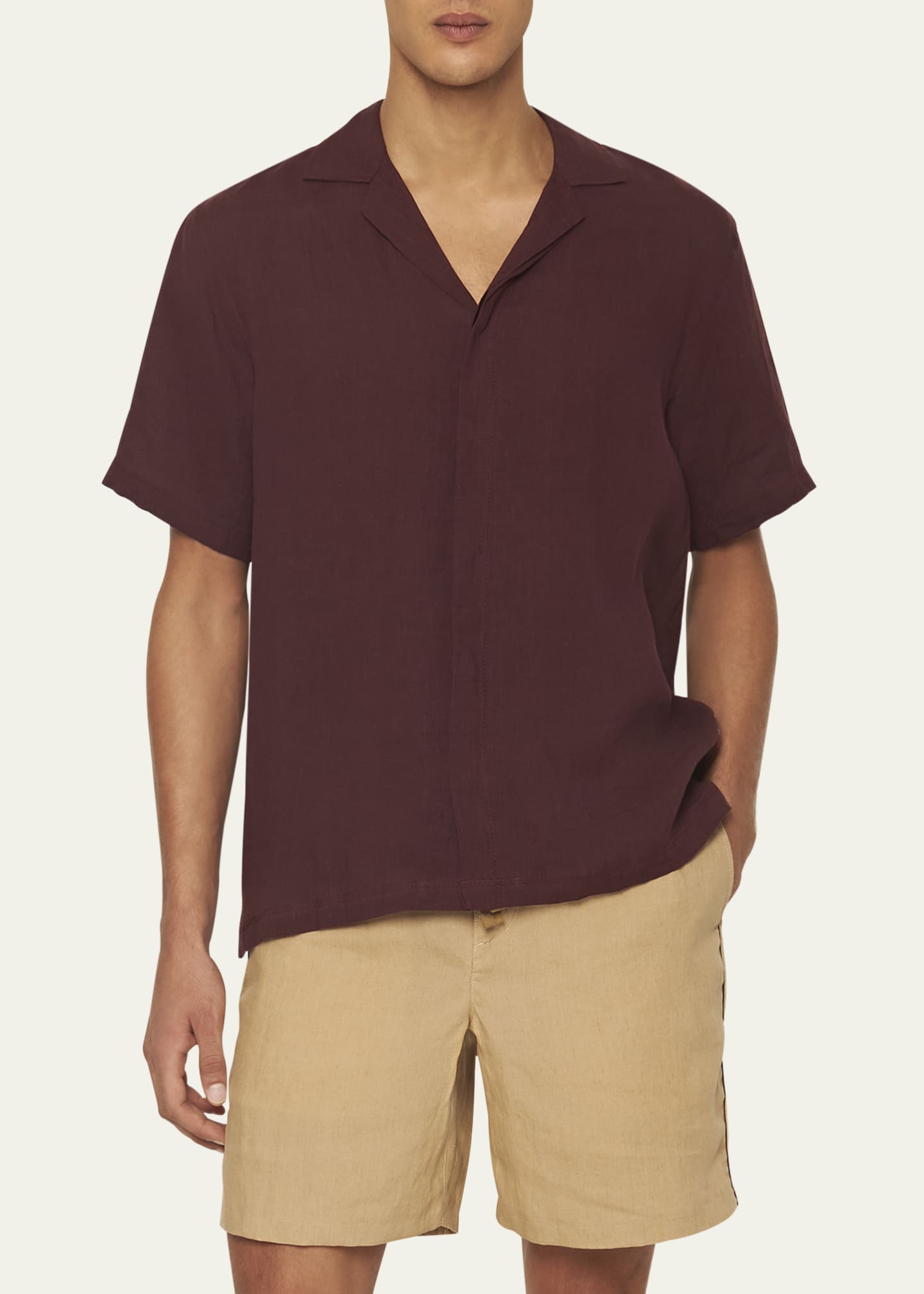 Orlebar Brown Men's Maitan Linen Camp Shirt Image 2 of 4