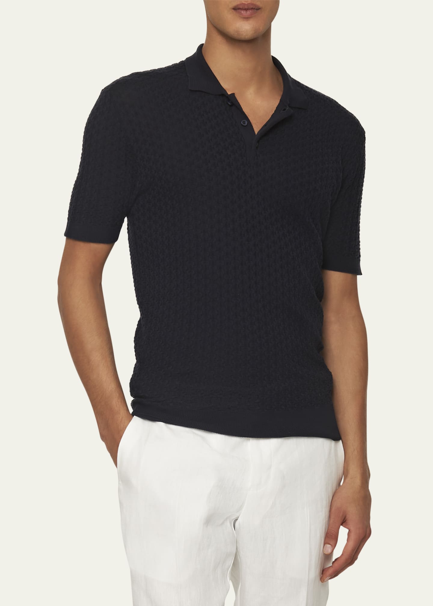 Orlebar Brown Men's Burnham Textured Stitch Polo Shirt Image 2 of 4