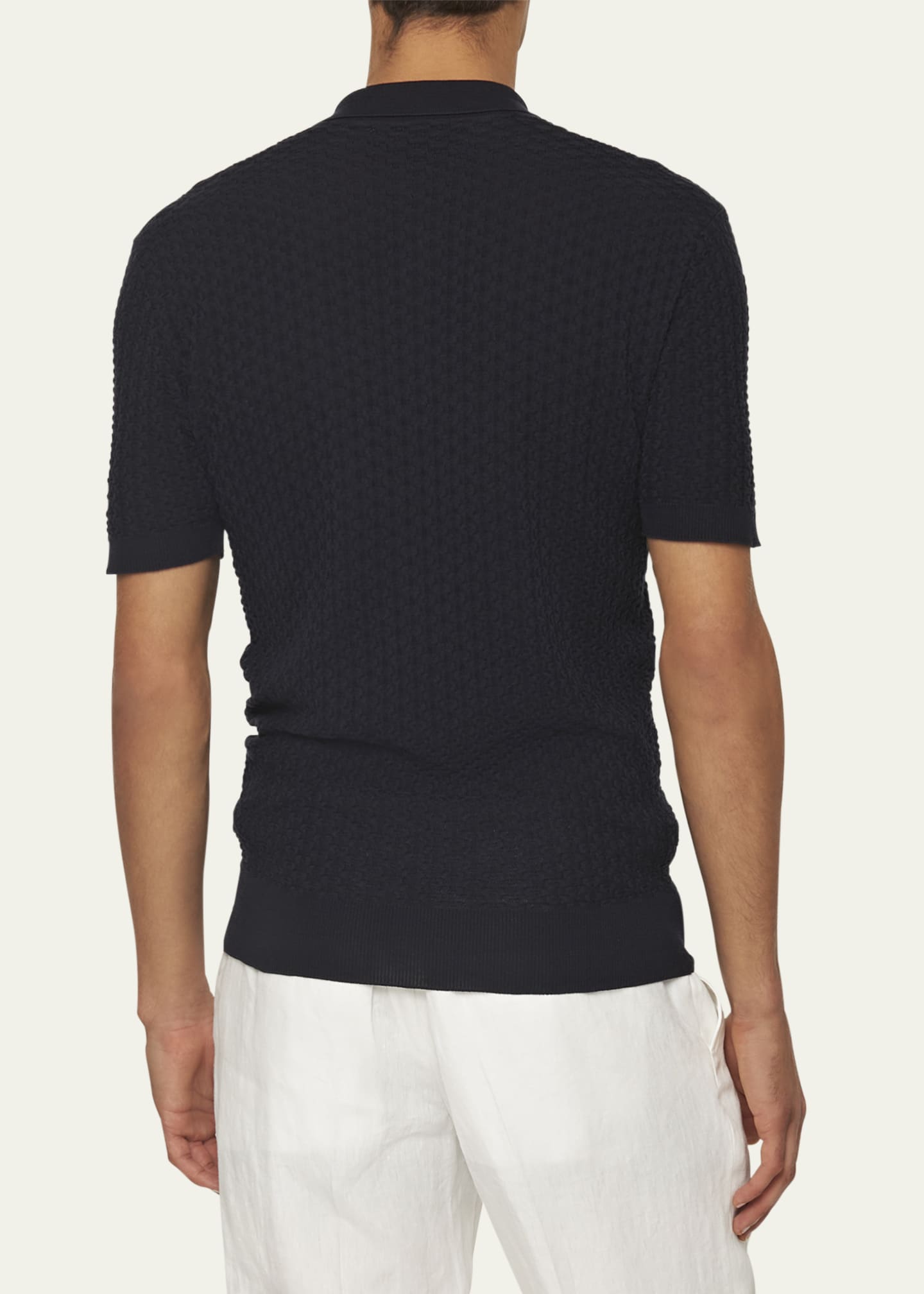 Orlebar Brown Men's Burnham Textured Stitch Polo Shirt Image 3 of 4