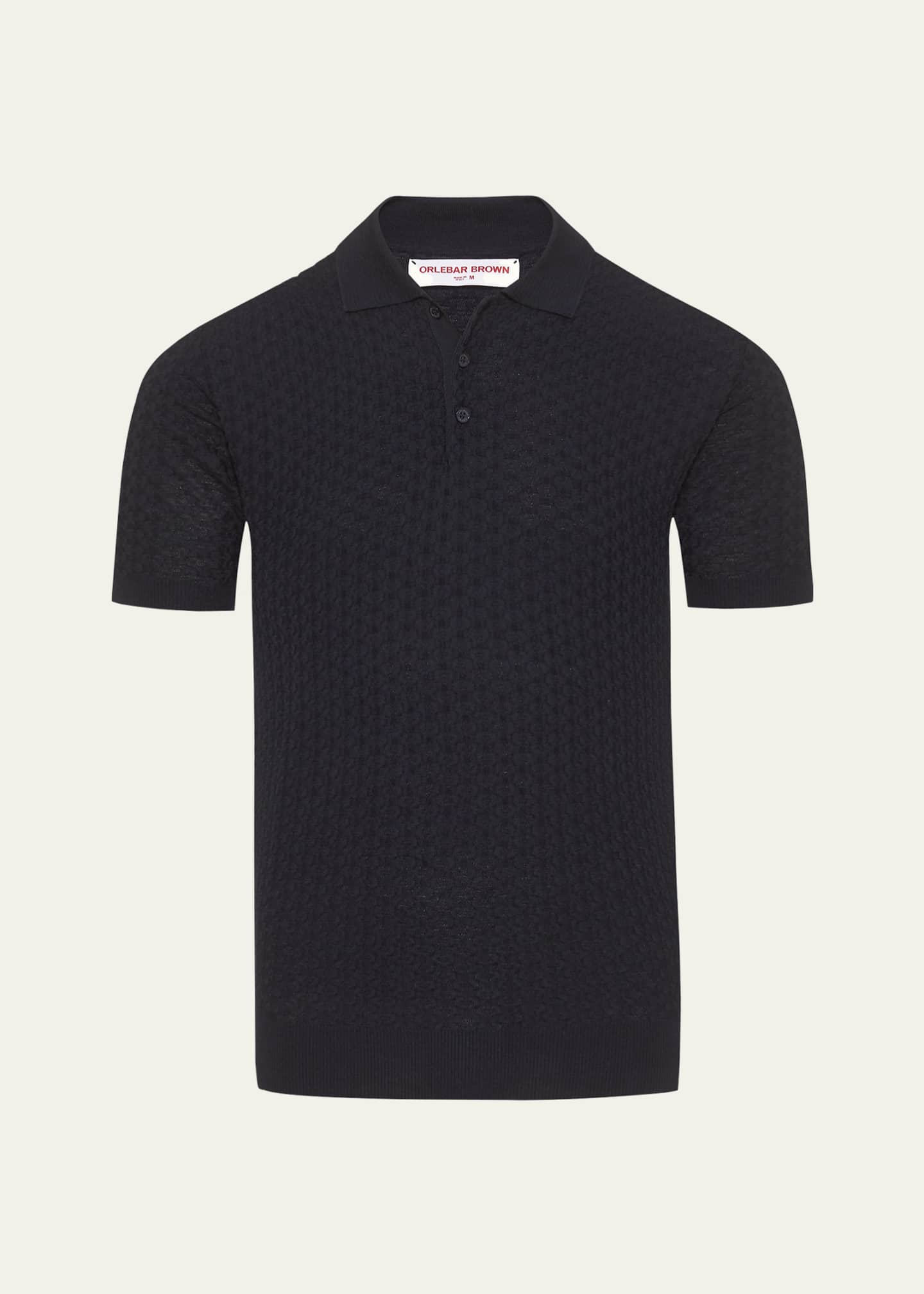 Orlebar Brown Men's Burnham Textured Stitch Polo Shirt Image 1 of 4