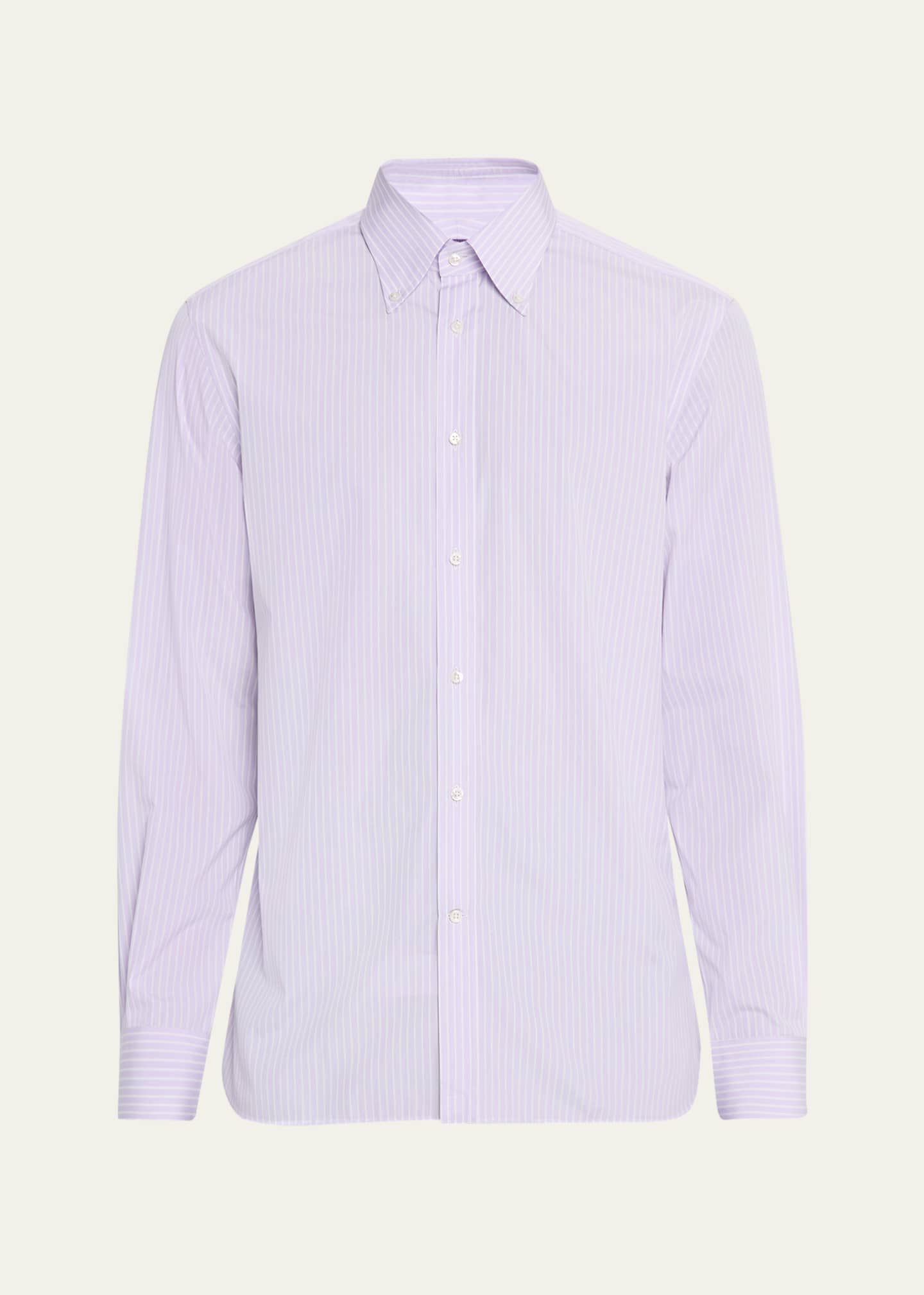 Ralph Lauren Purple Label Men's Striped End-on-End Sport Shirt Image 1 of 5
