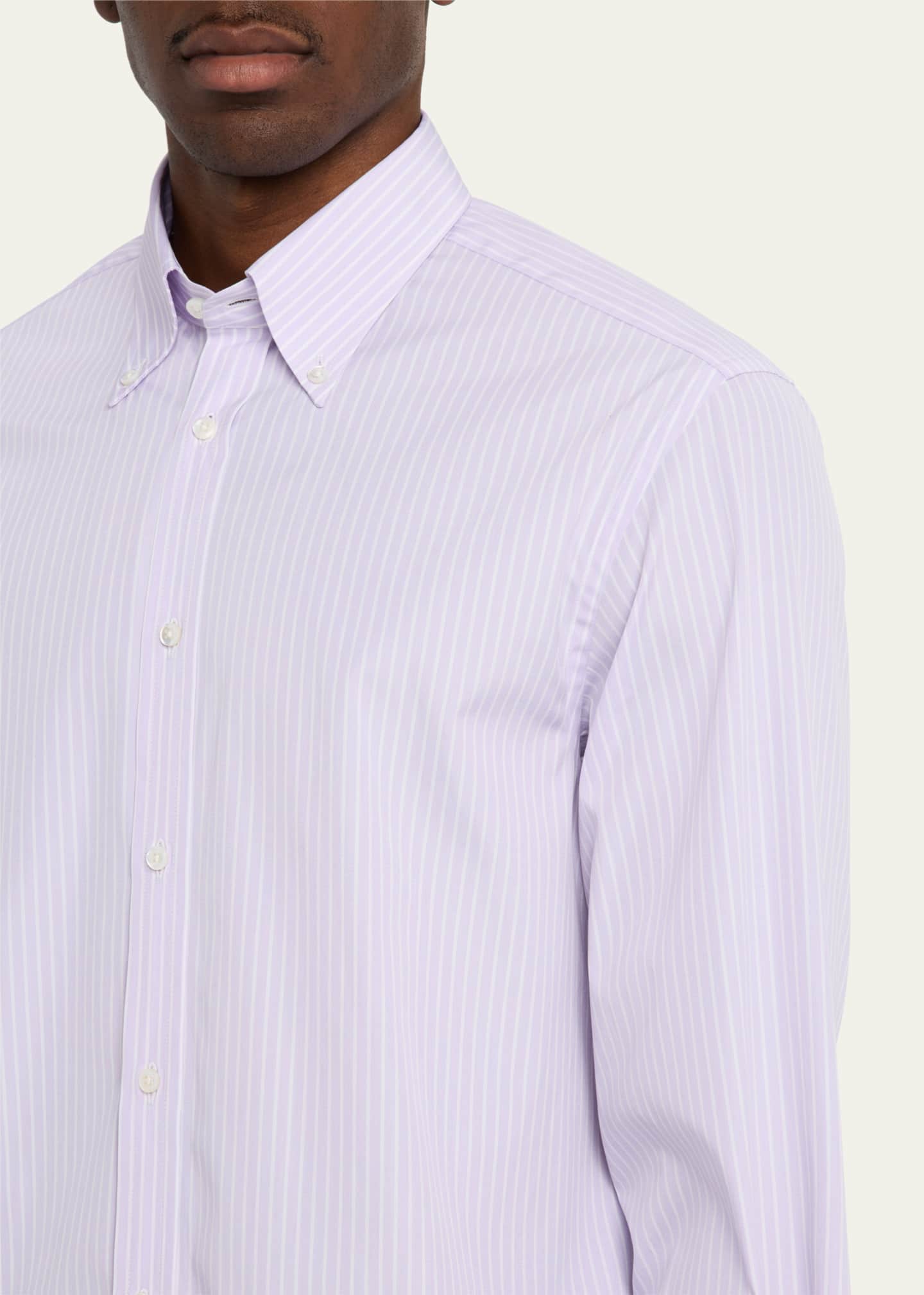 Ralph Lauren Purple Label Men's Striped End-on-End Sport Shirt Image 5 of 5