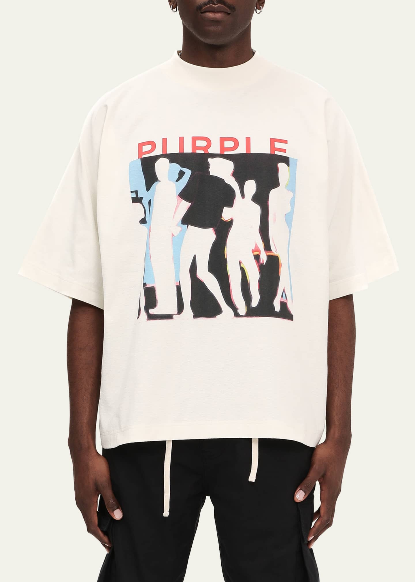 PURPLE Men's Oversized Club Graphic T-Shirt Image 3 of 3