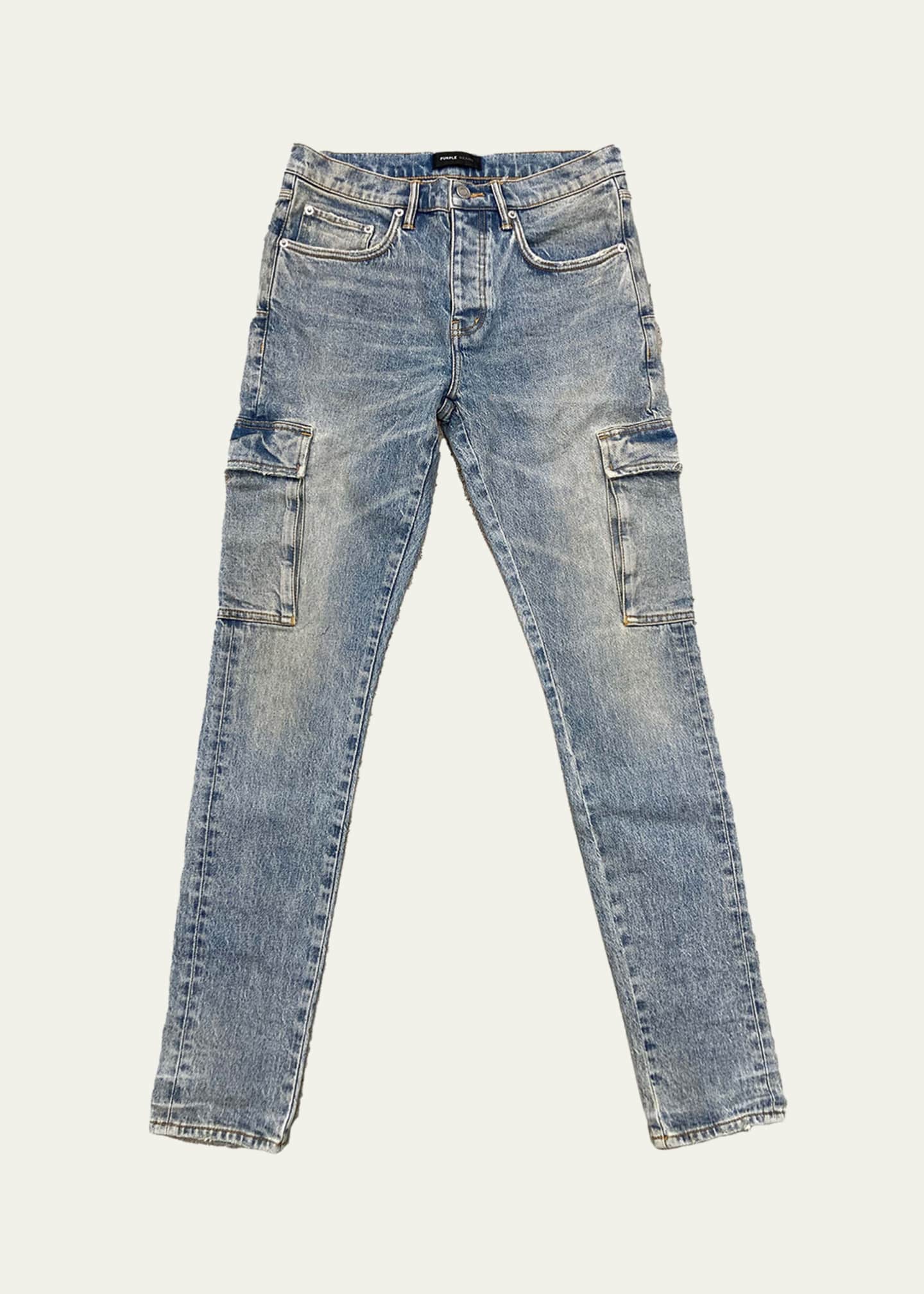 PURPLE Men's Cargo Skinny Jeans Image 1 of 3