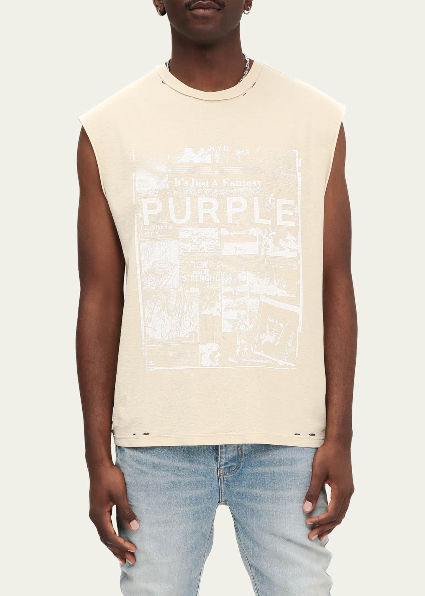 PURPLE Men's Textured Muscle T-Shirt Image 3 of 3