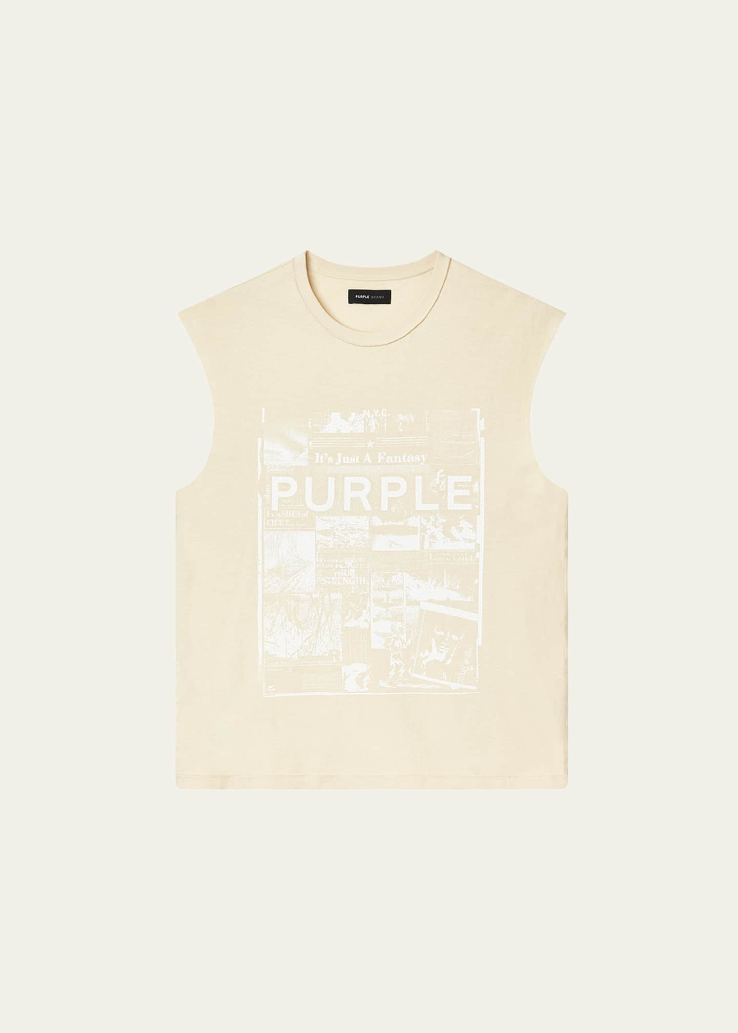 PURPLE Men's Textured Muscle T-Shirt Image 1 of 3