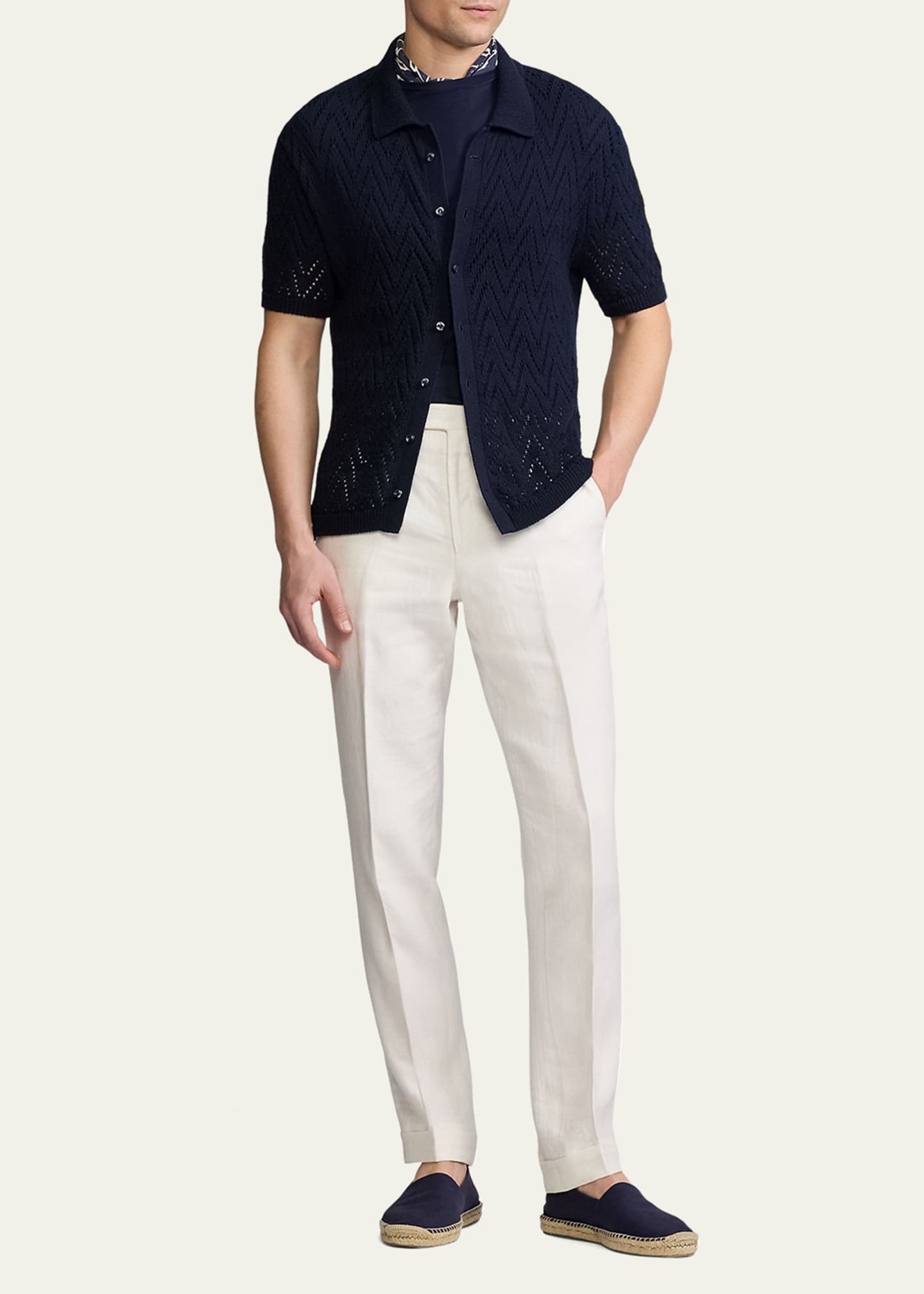 Ralph Lauren Purple Label Men's Textured Short-Sleeve Cardigan Image 2 of 6