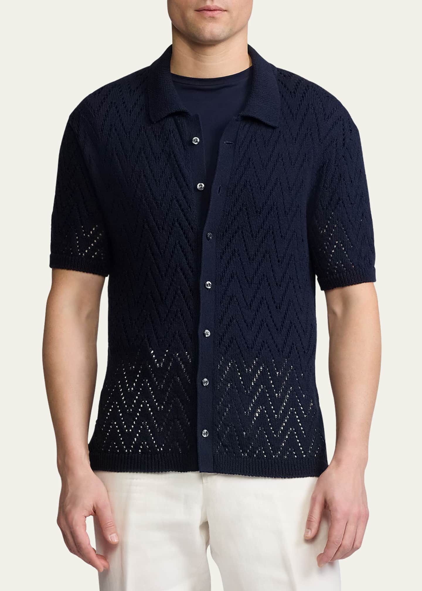 Ralph Lauren Purple Label Men's Textured Short-Sleeve Cardigan Image 4 of 6