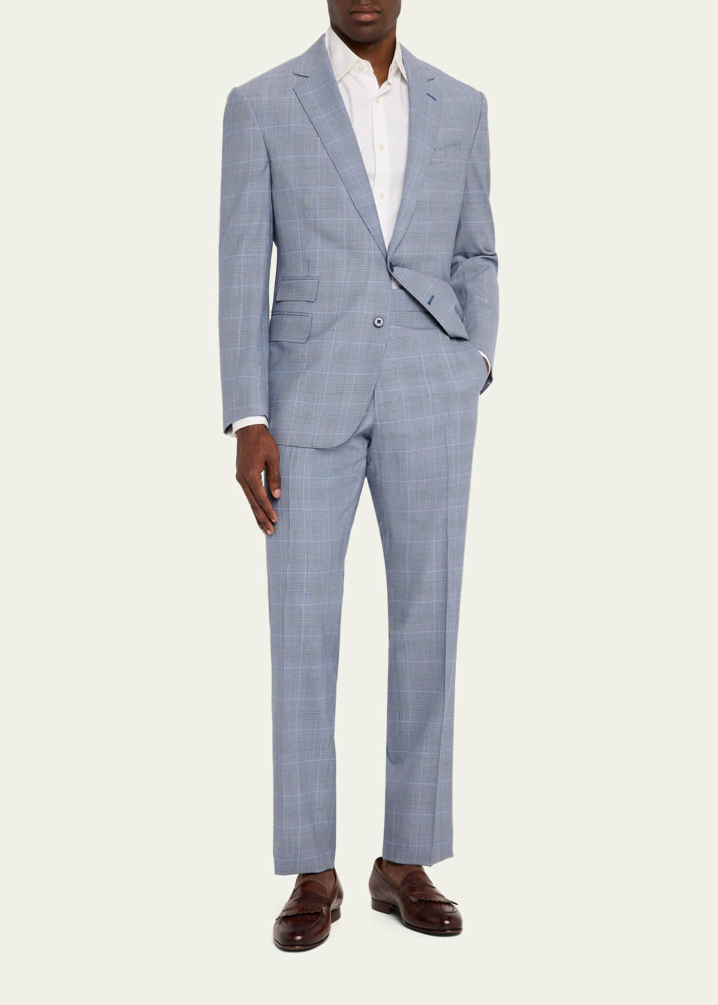 Ralph Lauren Purple Label Men's Kent Hand-Tailored Glen Plaid Suit Image 2 of 8