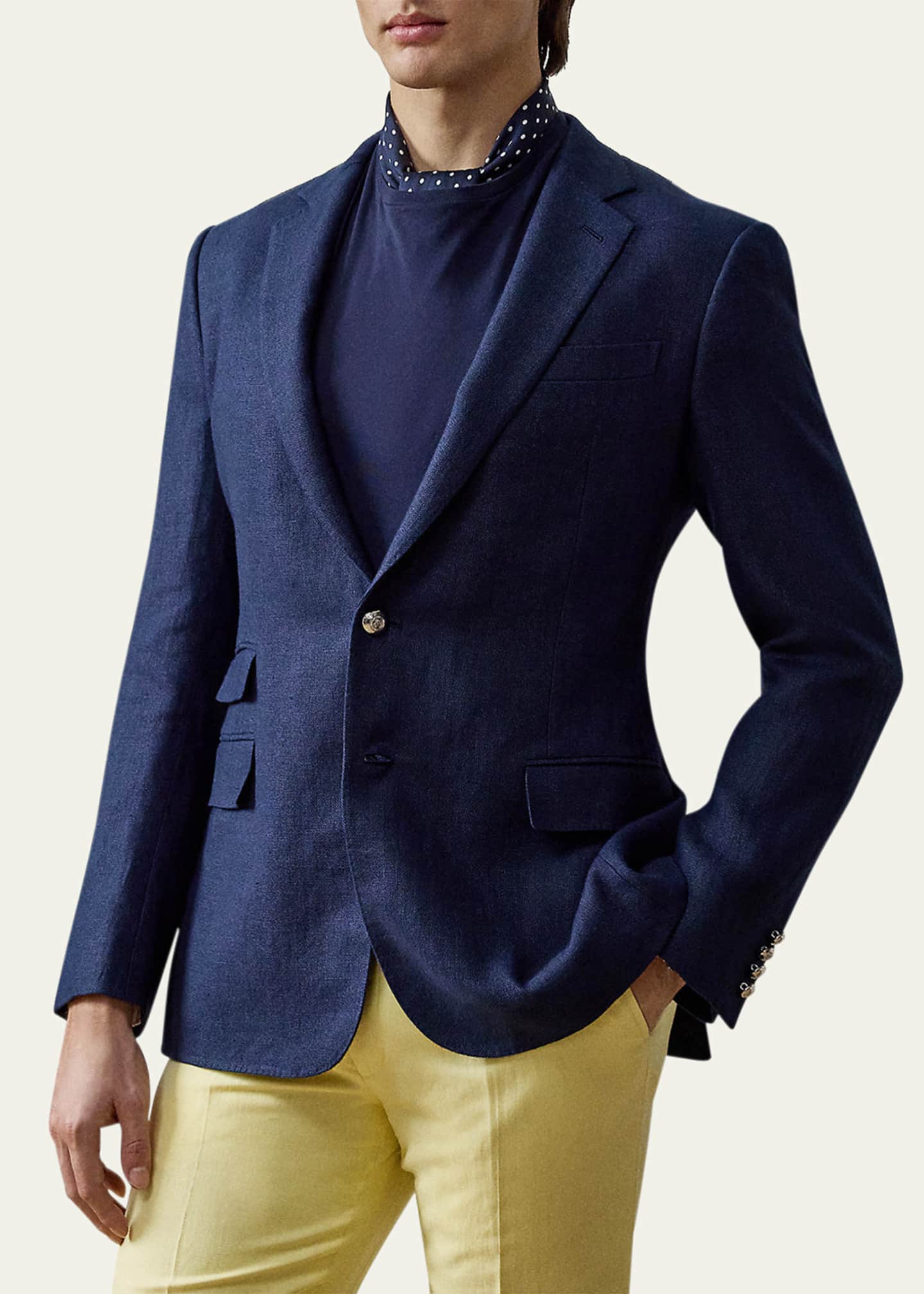 Ralph Lauren Purple Label Men's Kent Hand-Tailored Linen Suit Jacket Image 4 of 6
