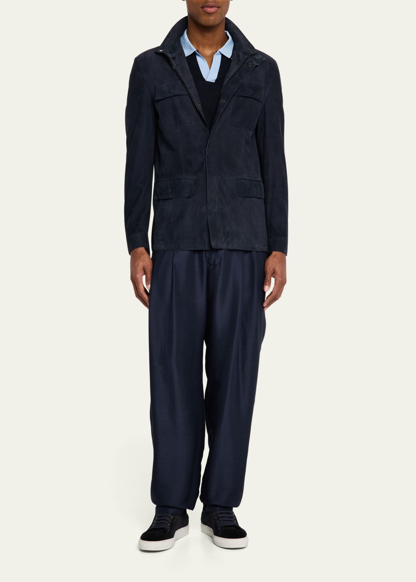 Giorgio Armani Men's Double Pleated Silk Trousers Image 2 of 5