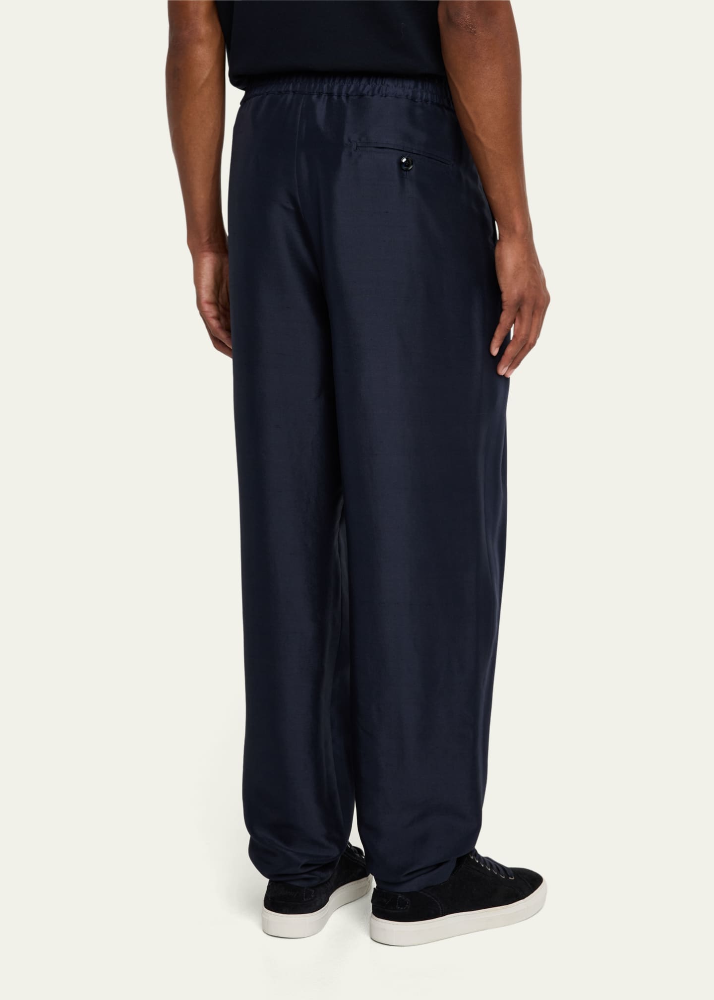 Giorgio Armani Men's Double Pleated Silk Trousers Image 3 of 5