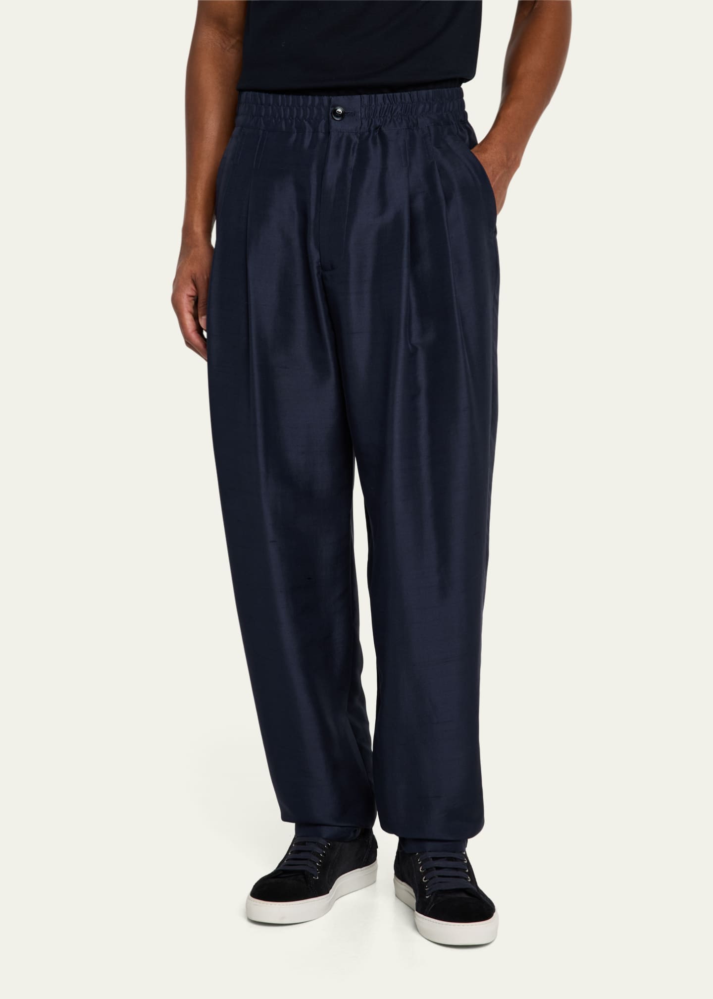 Giorgio Armani Men's Double Pleated Silk Trousers Image 4 of 5