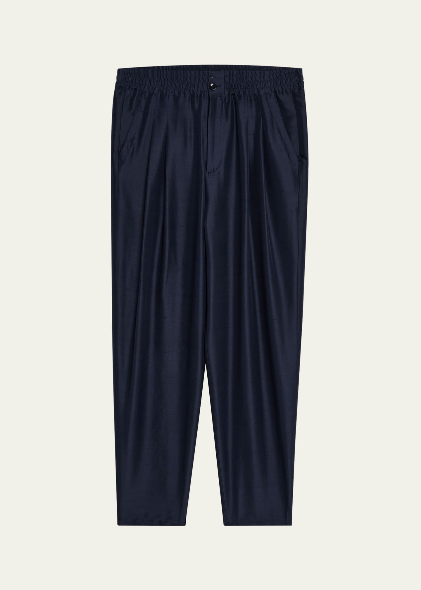 Giorgio Armani Men's Double Pleated Silk Trousers Image 1 of 5
