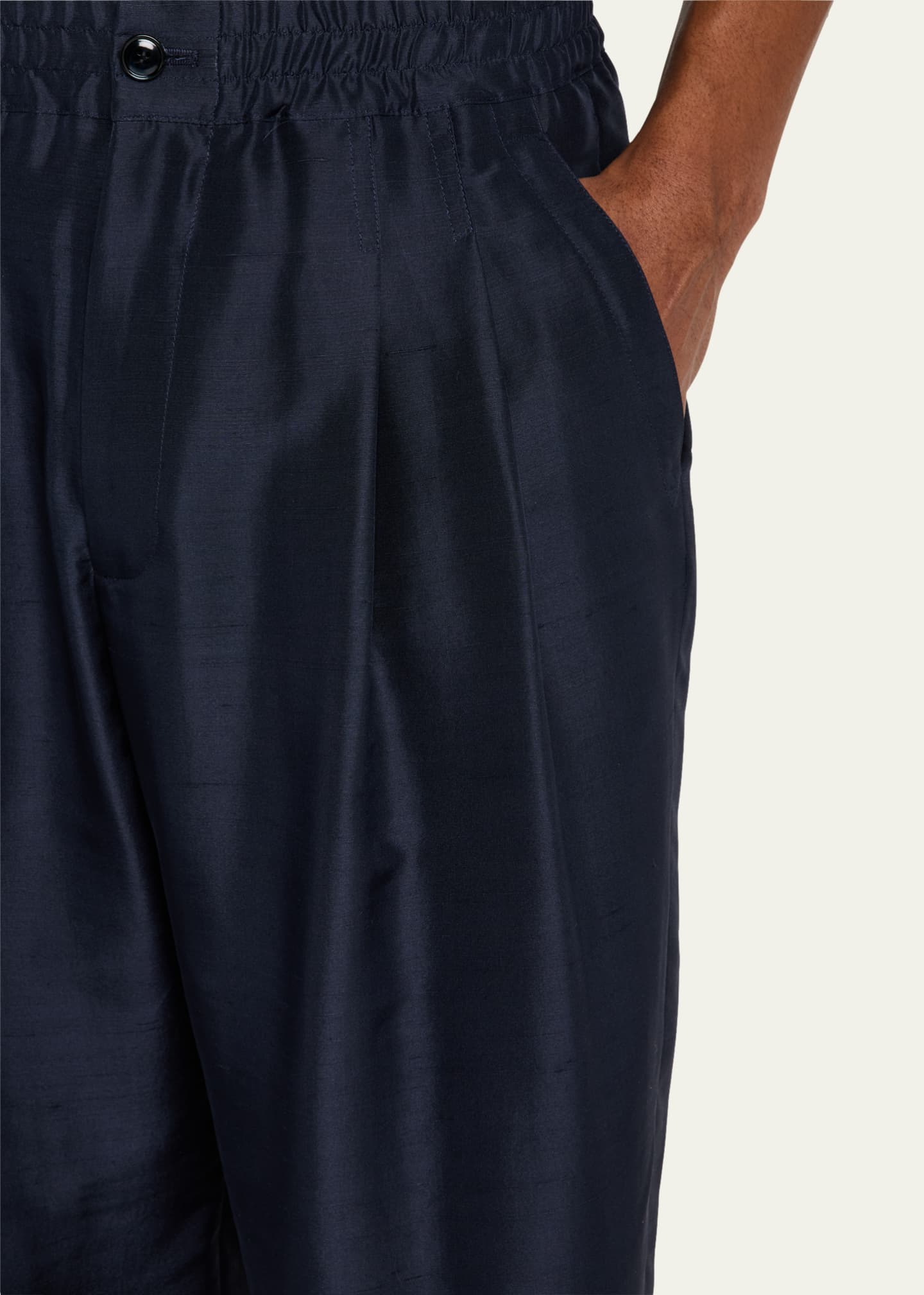 Giorgio Armani Men's Double Pleated Silk Trousers Image 5 of 5